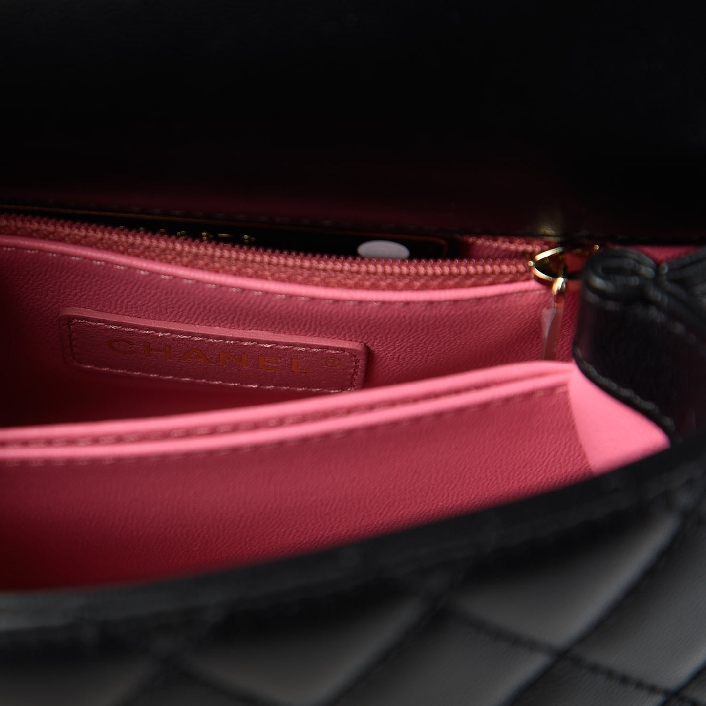 Goatskin Quilted Rainbow Extra Mini Coco Handle Flap Black
