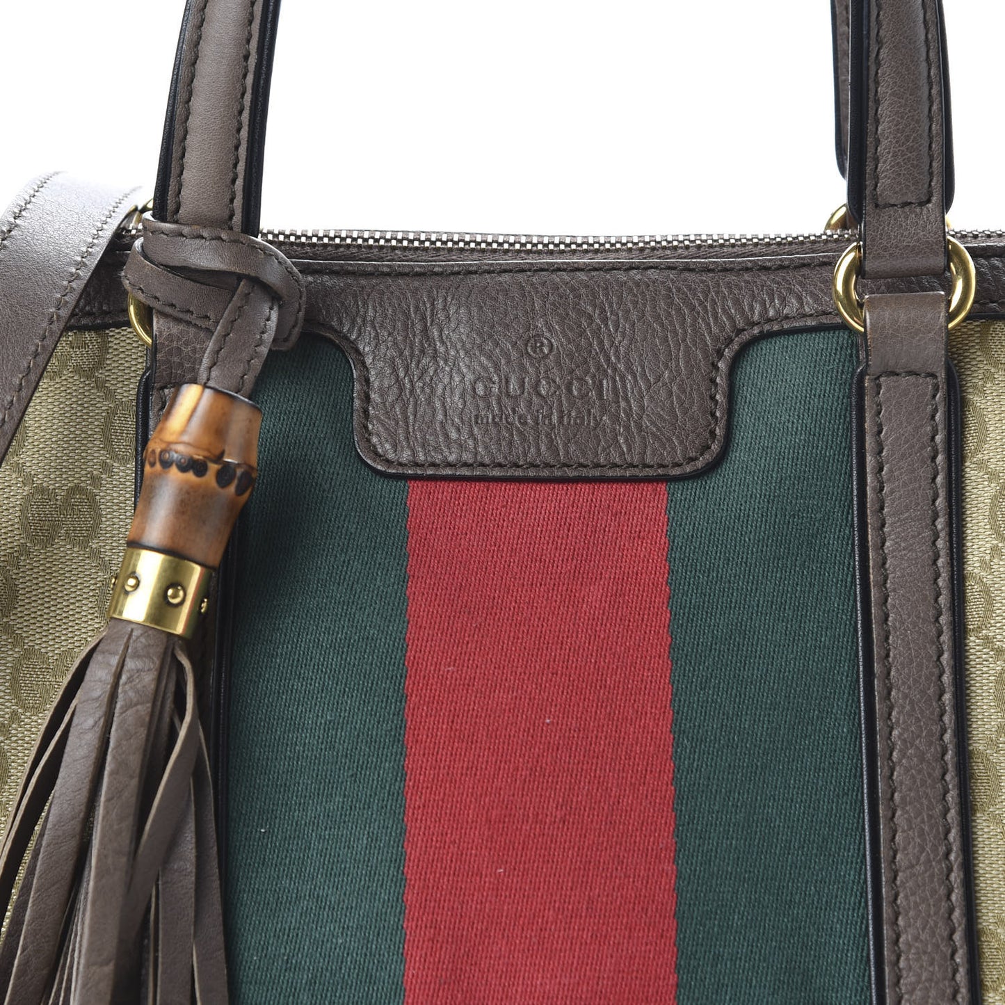 Monogram Web Rania Top Handle Bag Brown