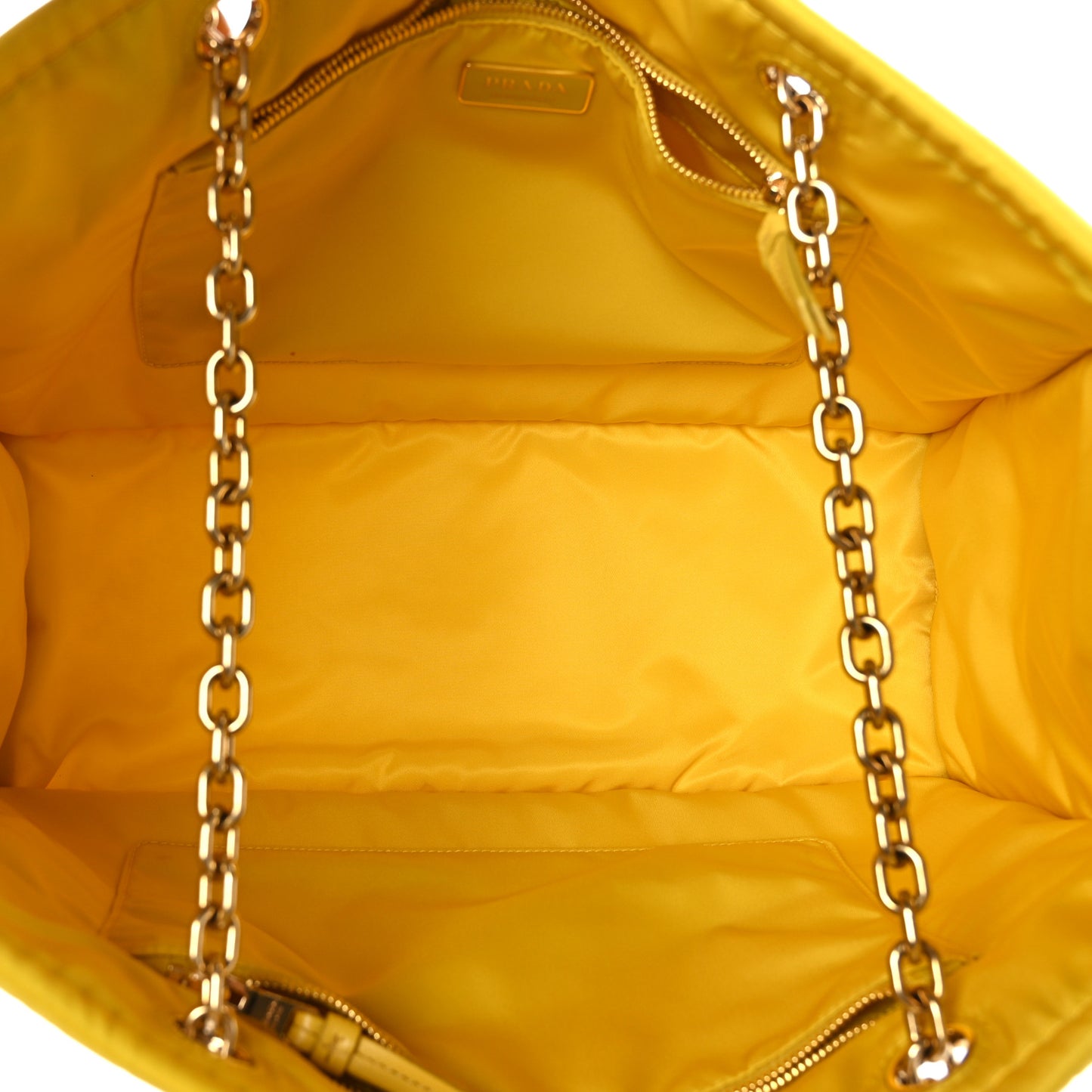 Tessuto Nylon Chain Tote Giallo
