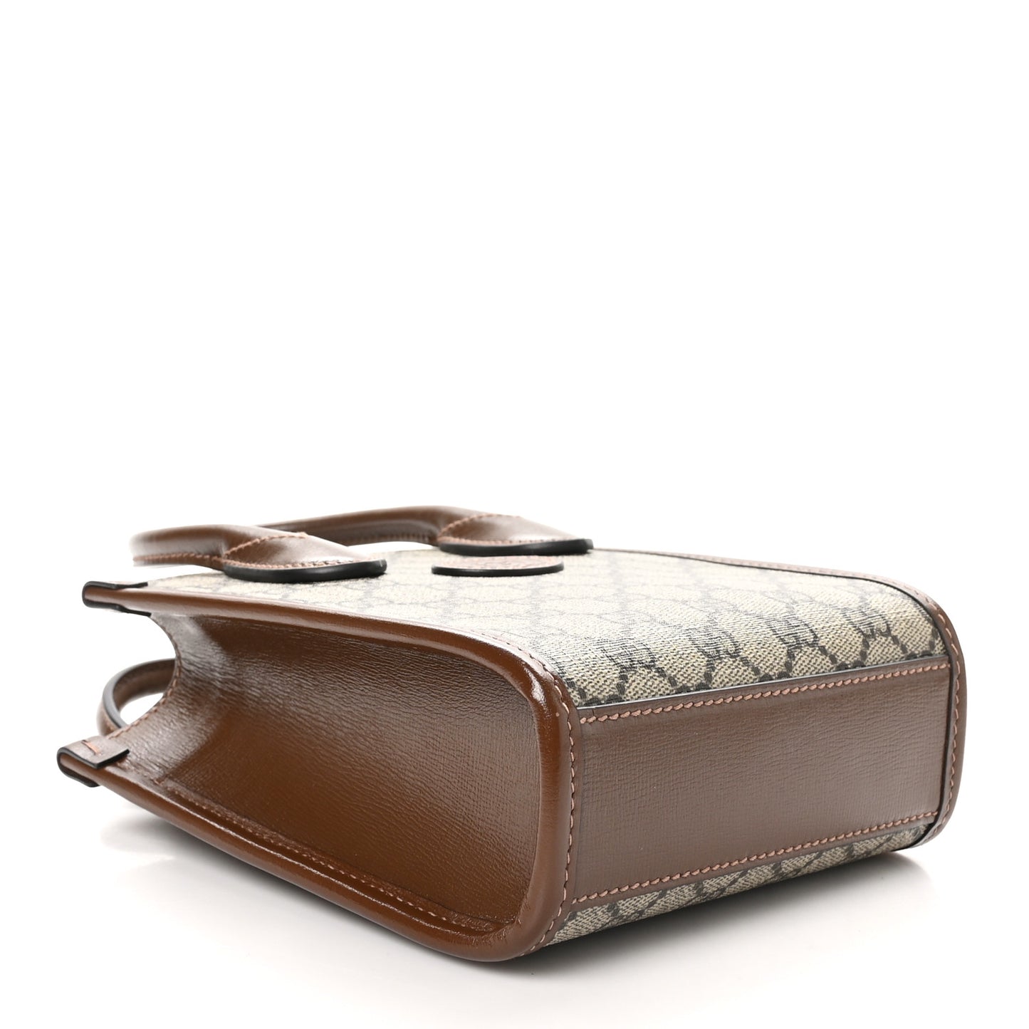 GG Supreme Monogram Azalea Calfskin Mini Retro Interlocking G Tote Bag Beige Ebony Brown Sugar