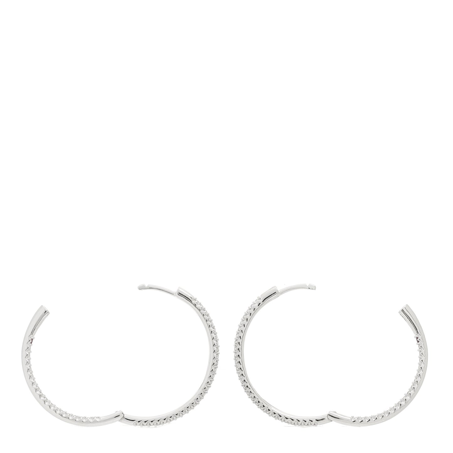 18K White Gold Diamond 30mm Micropave Hoop Earrings