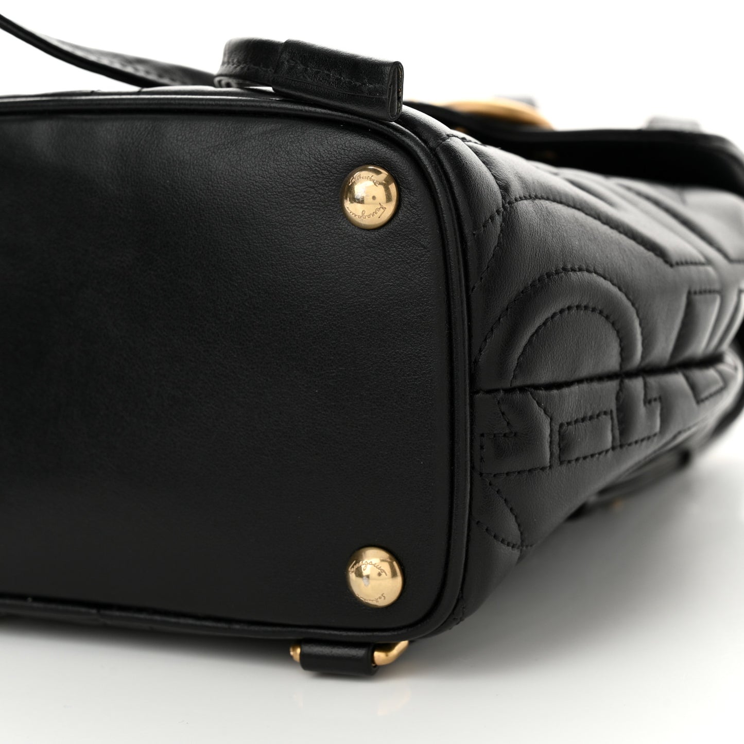 Calfskin Quilted Gancini Backpack Black