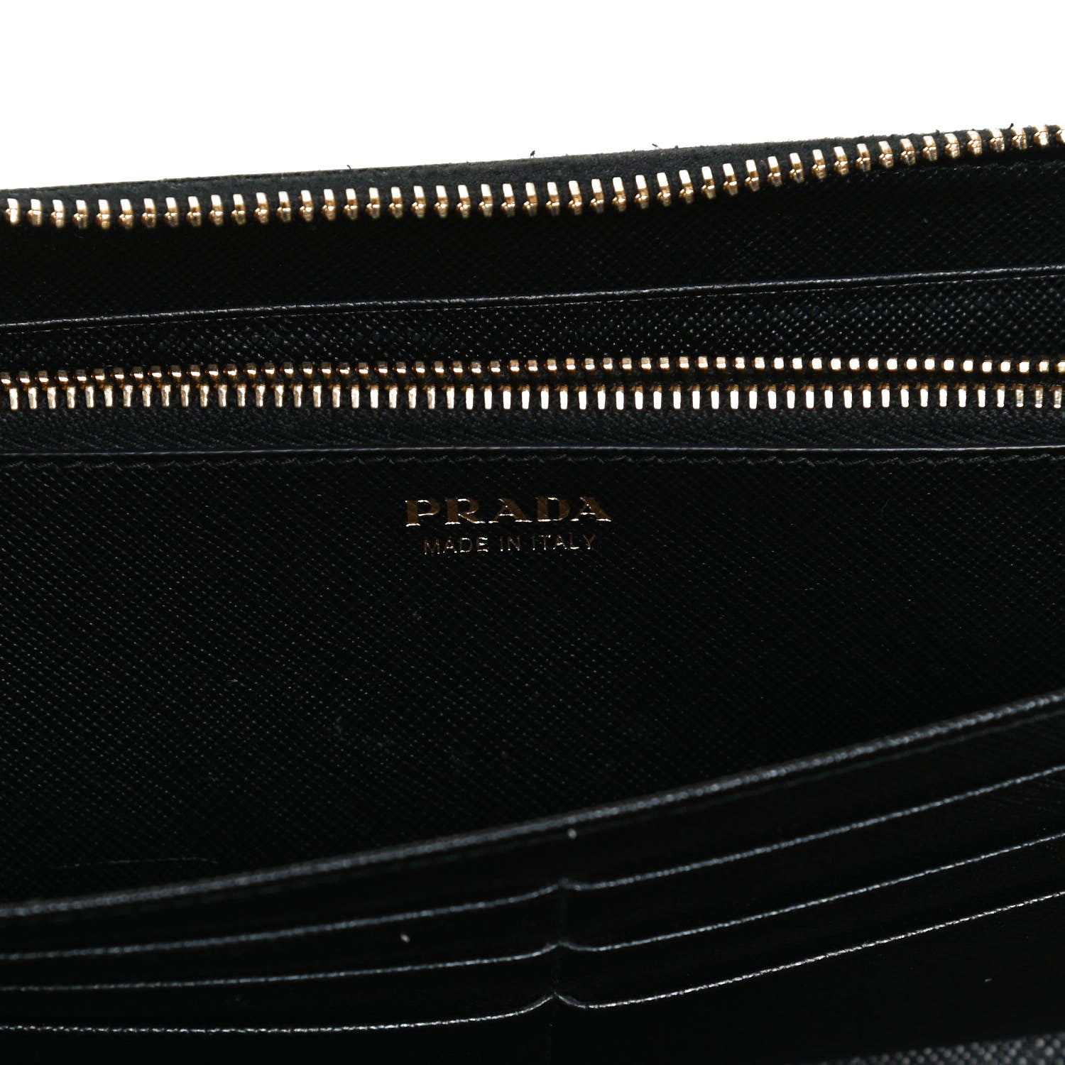 Prada Saffiano Metal Large Zip Around Travel Wallet Black 6 of 12