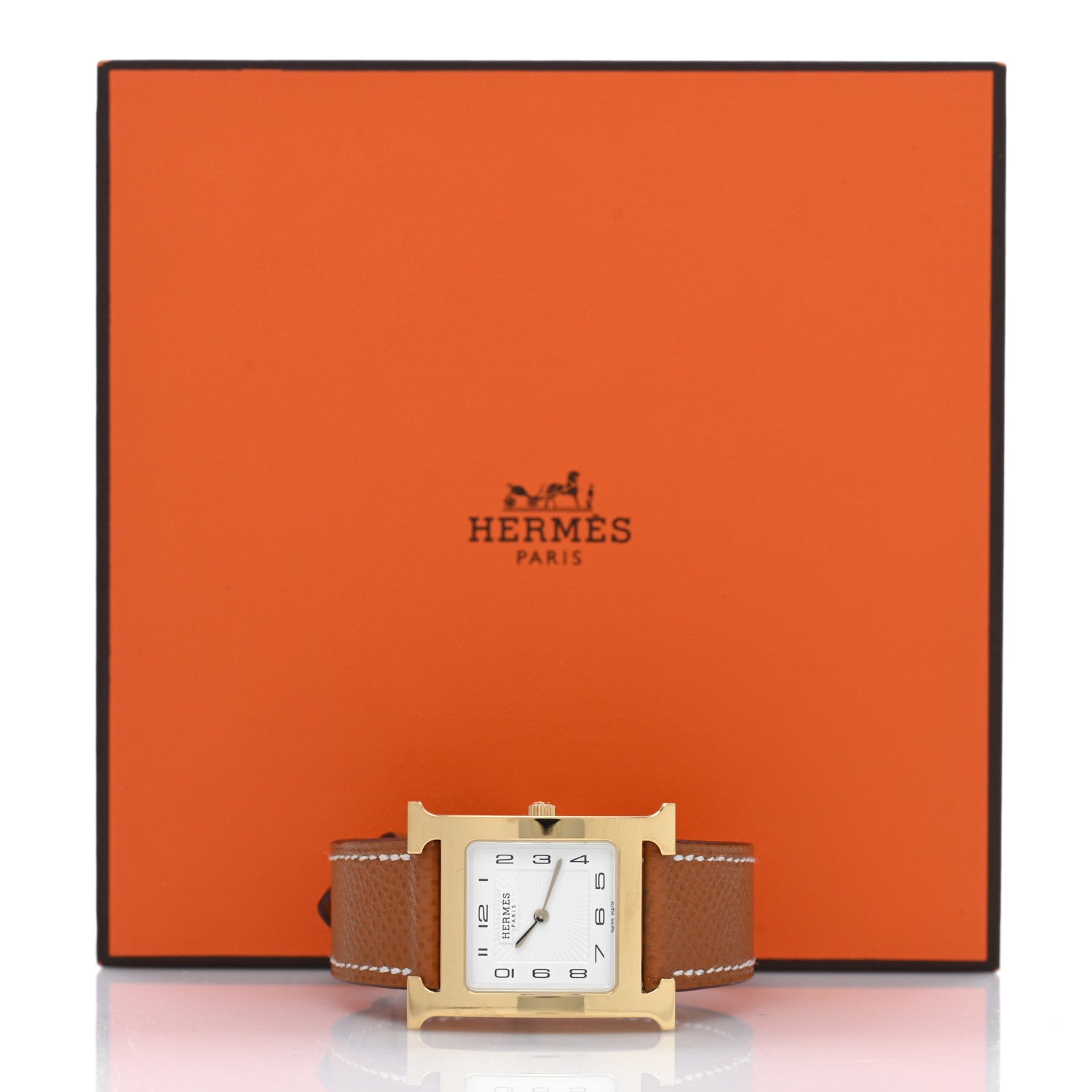 Hermes Stainless Steel Epsom 26mm Heure H Hour Quartz Watch Gold 5 of 5