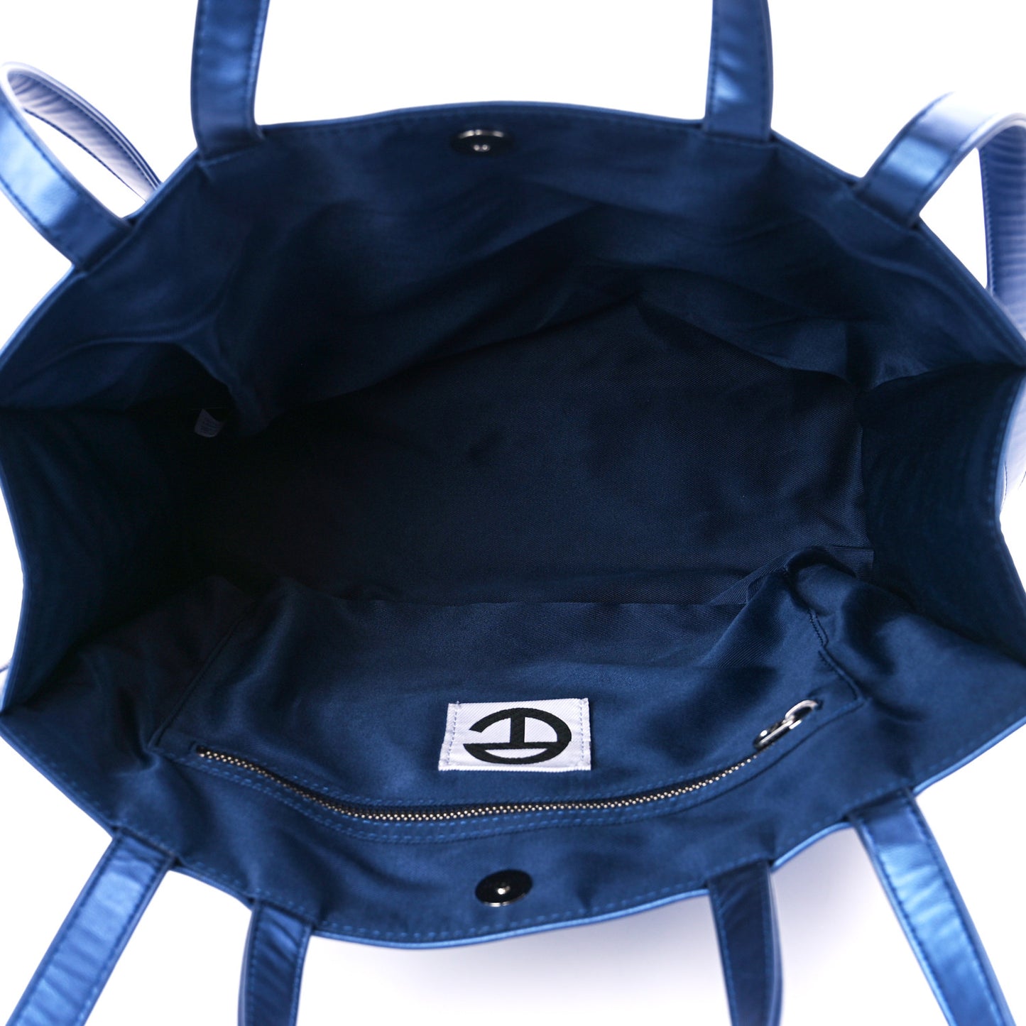 Metallic Vegan Leather Medium Shopping Bag Cobalt