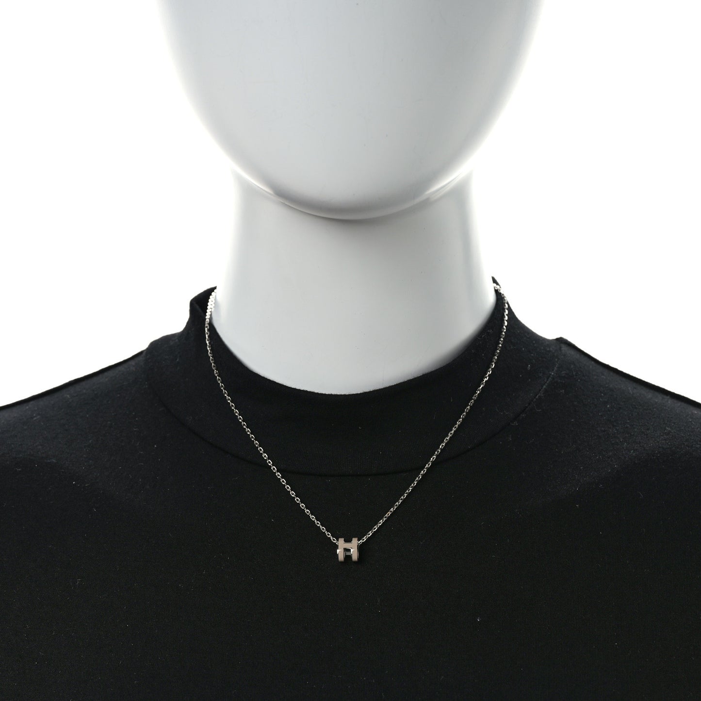 Palladium Mini Pop H Pendant Necklace Marron Glace