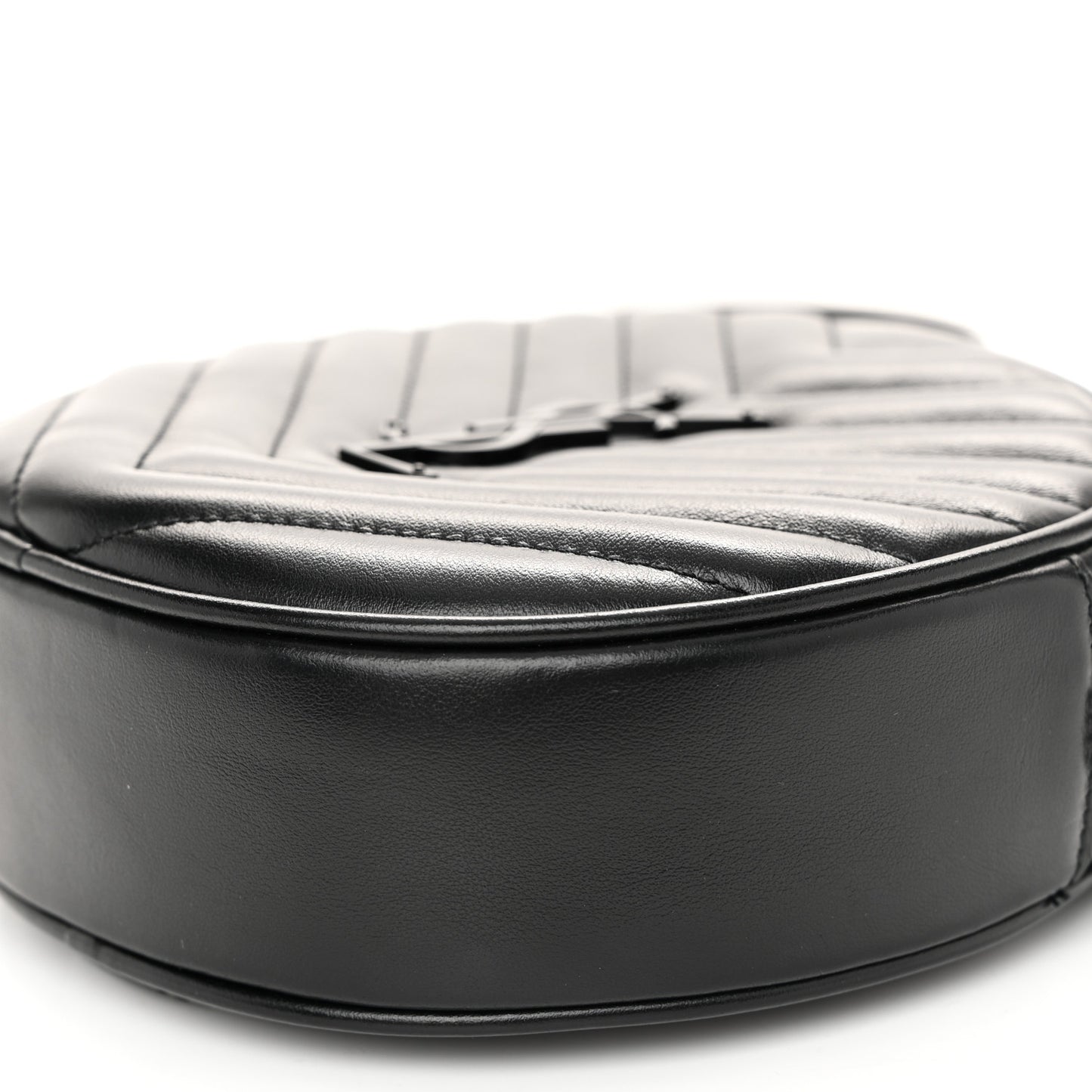 Calfskin Matelasse Chevron Round Vinyle Camera Bag Black