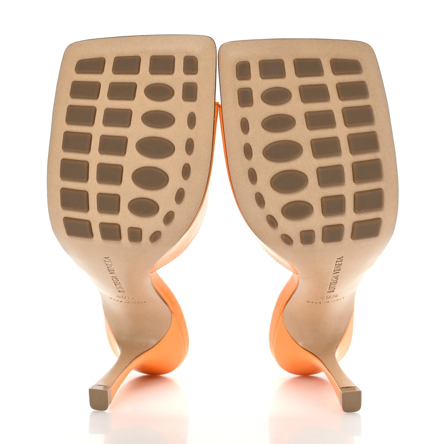 Lambskin Stretch 90mm Mule Sandals 40.5 Tangerine