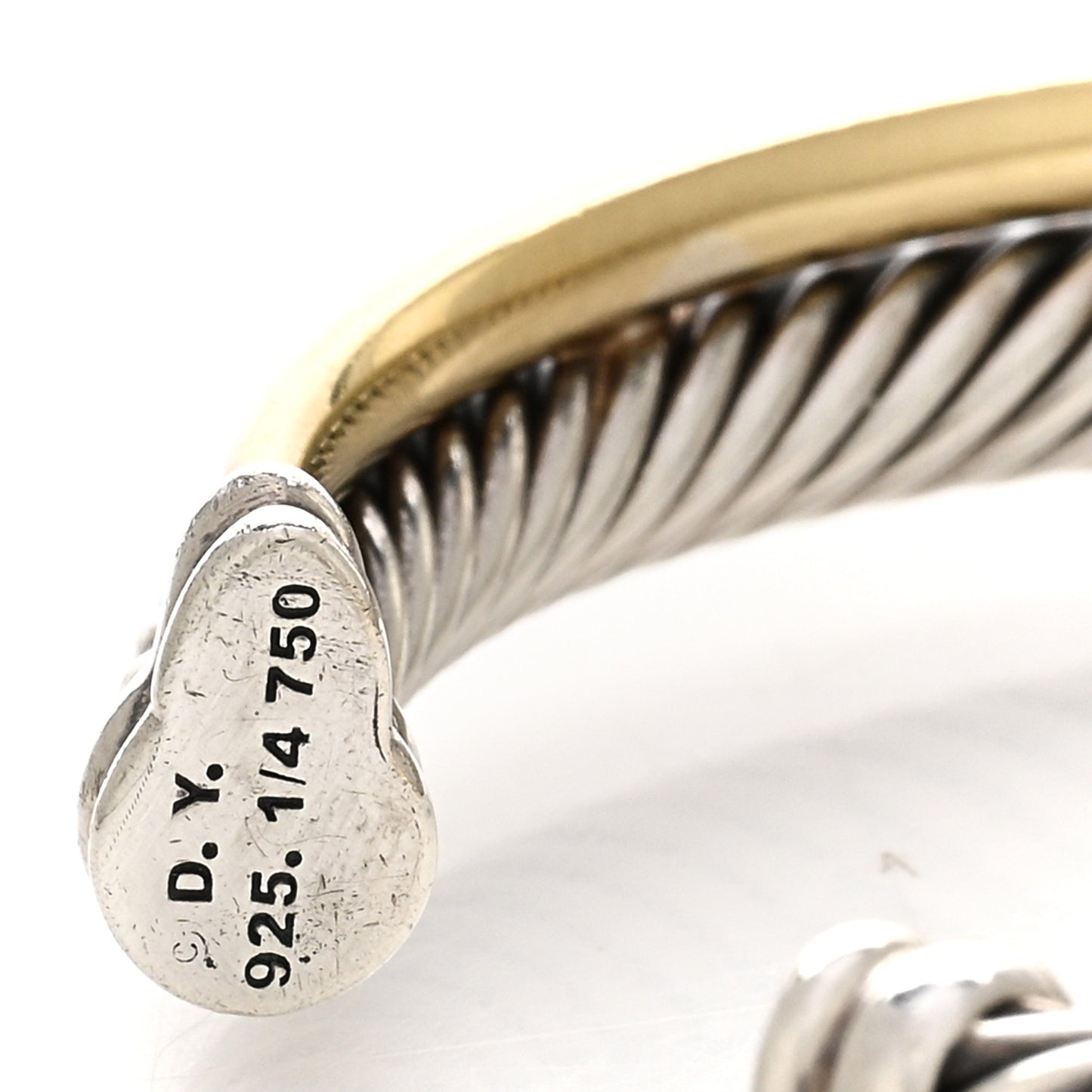 Sterling Silver 18K Yellow Gold 5mm Crossover Cuff Bracelet