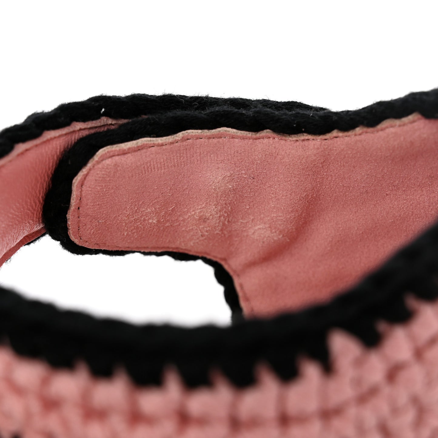 Braided Knit Cap Toe CC Ankle Strap Espadrilles 37 Light Pink Black
