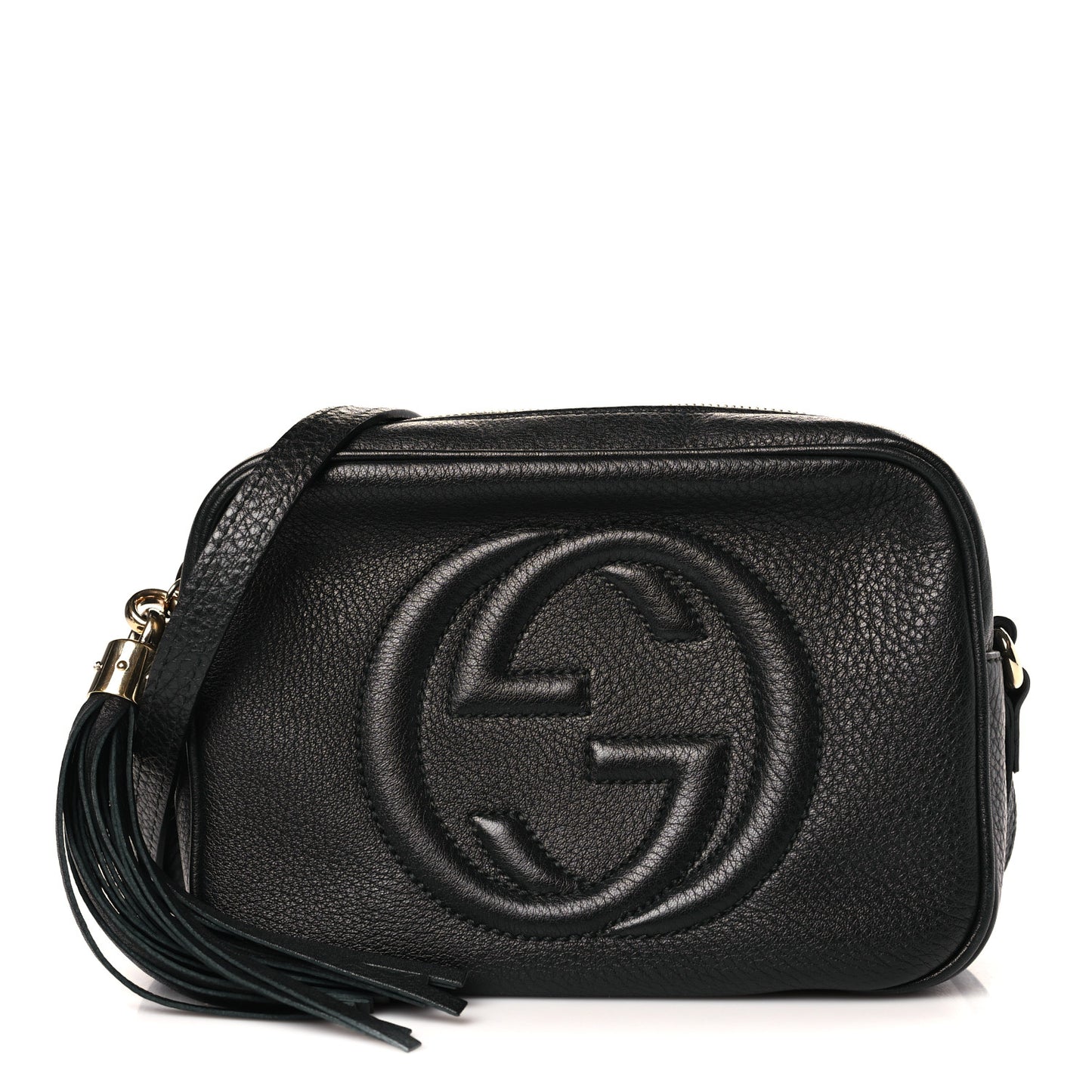Pebbled Calfskin Small Soho Disco Bag Black