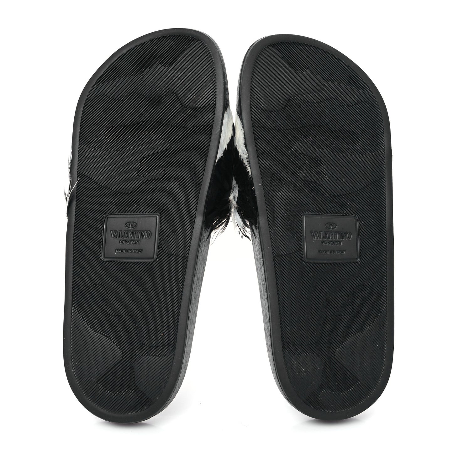 Rubber Feather Pool Slide Sandals 38 Black White