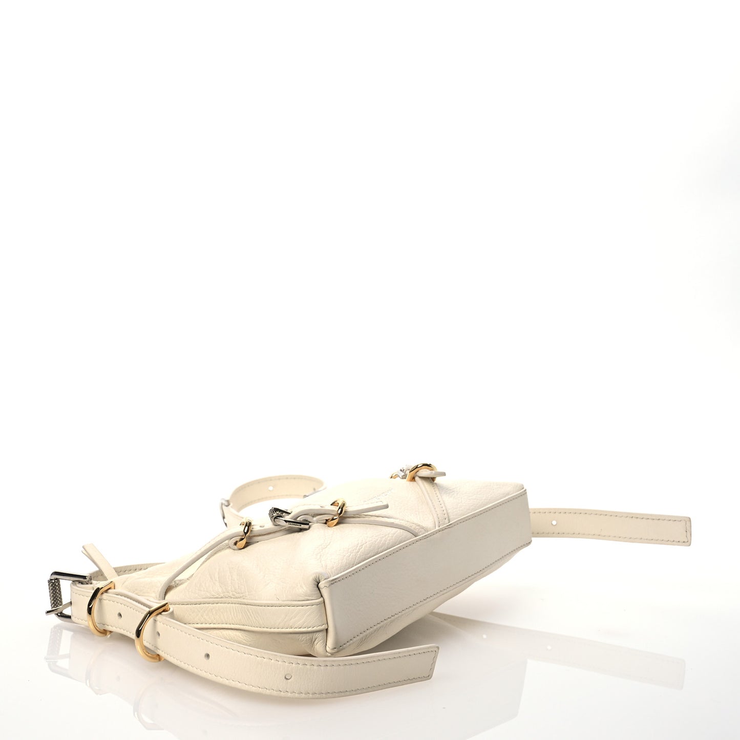Tumbled Calfskin Mini Voyou Boyfriend Party Bag White