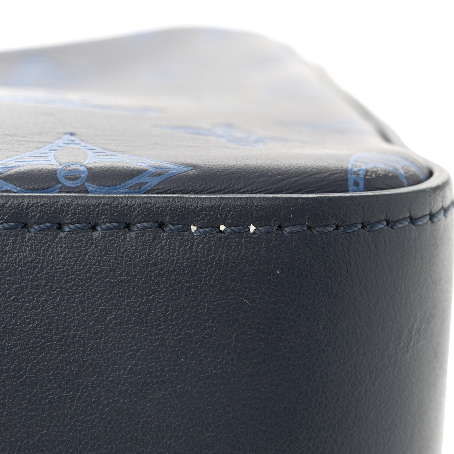 Calfskin Monogram Shadow Trio Messenger Navy River Blue