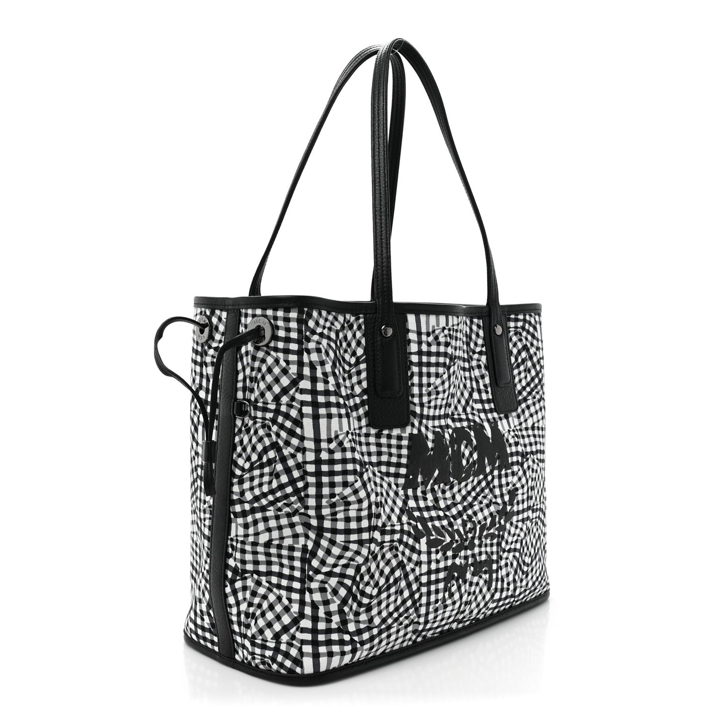 Grained Calfskin Visetos Medium Liz Reversible Shopper Tote Black