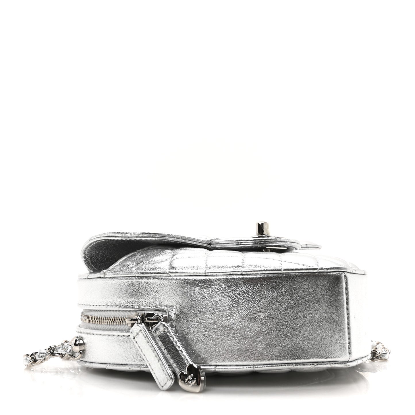 Metallic Lambskin Quilted CC In Love Heart Bag Silver