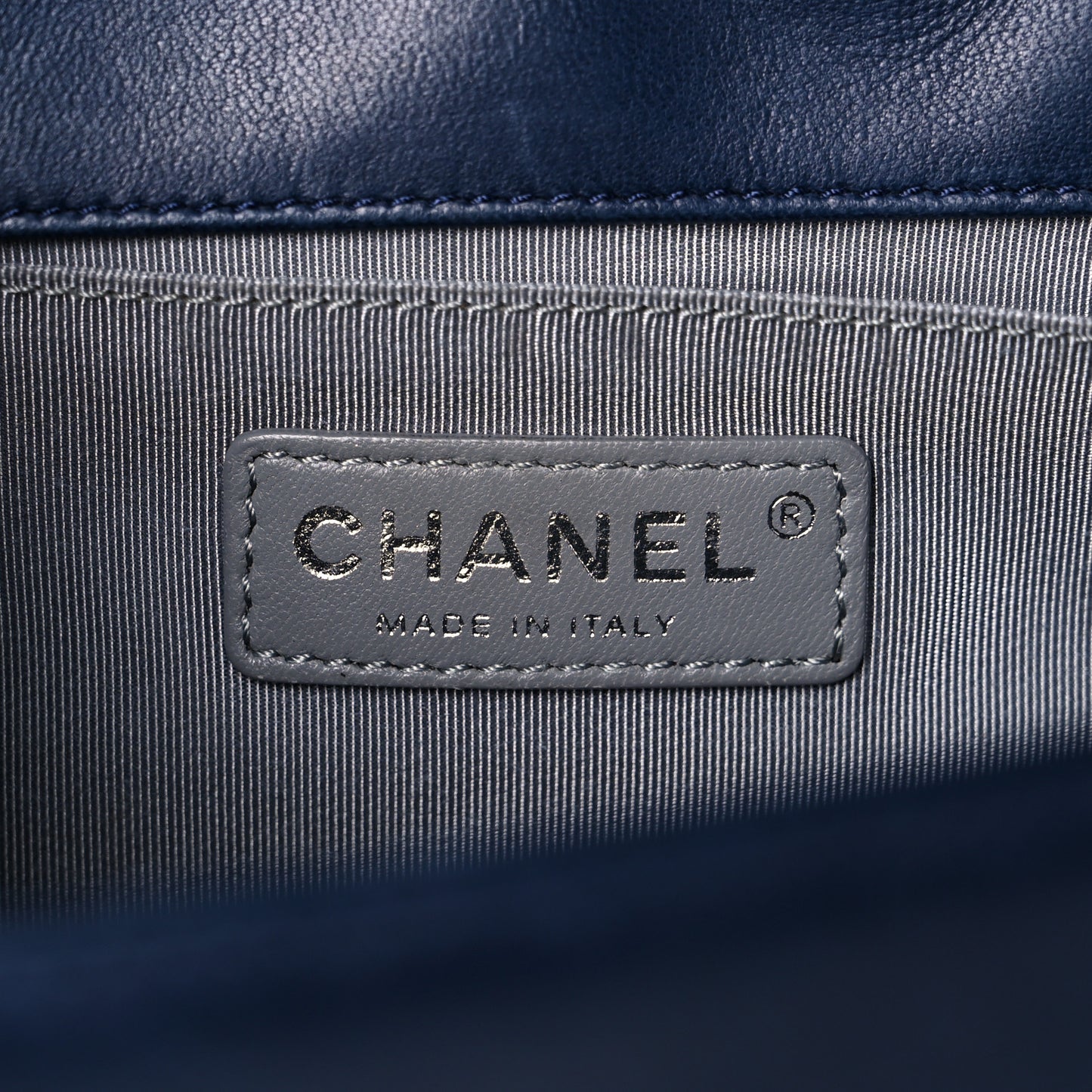 Lambskin Quilted Medium Boy Flap Dark Navy