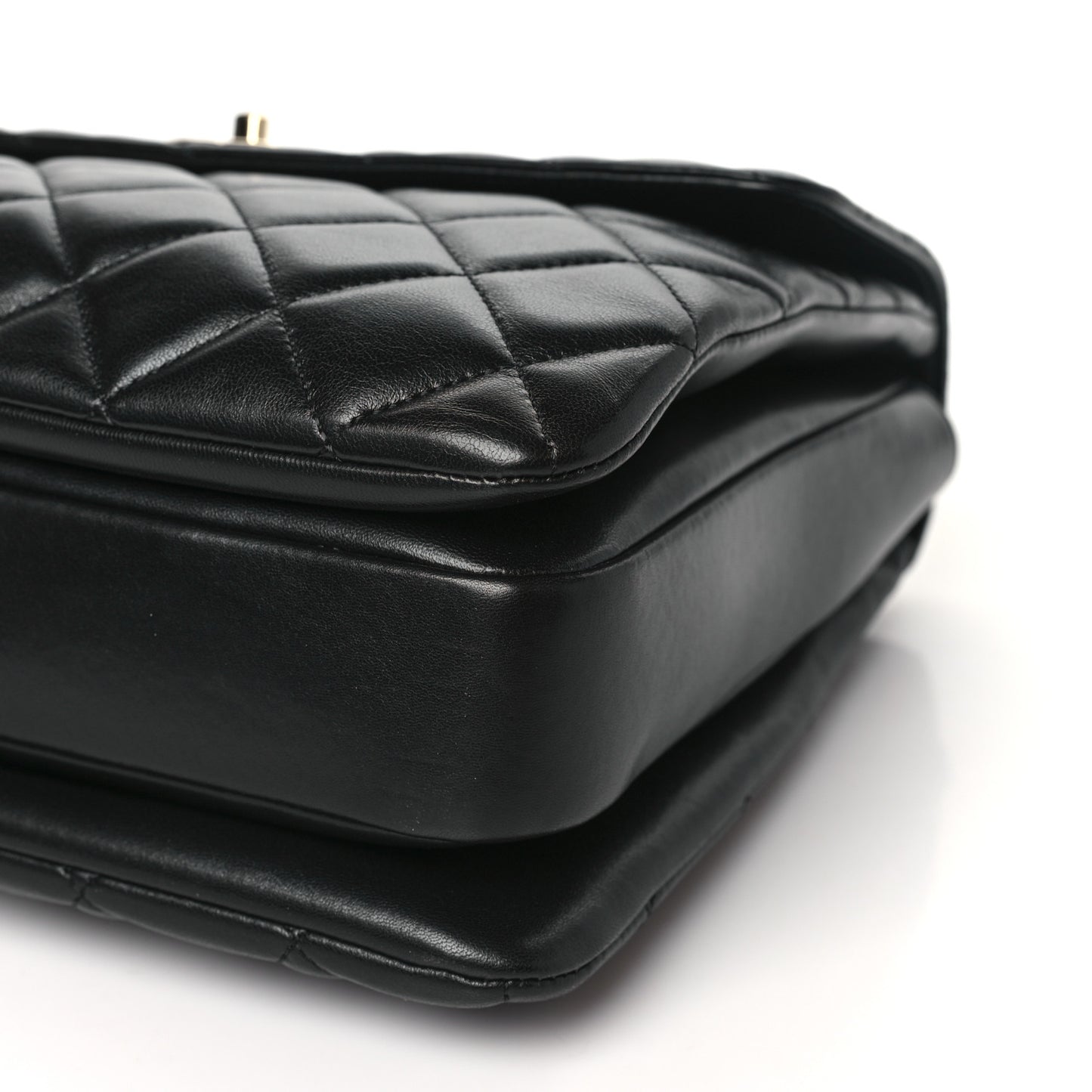 Lambskin Quilted Large Trendy CC Dual Handle Flap Bag Black
