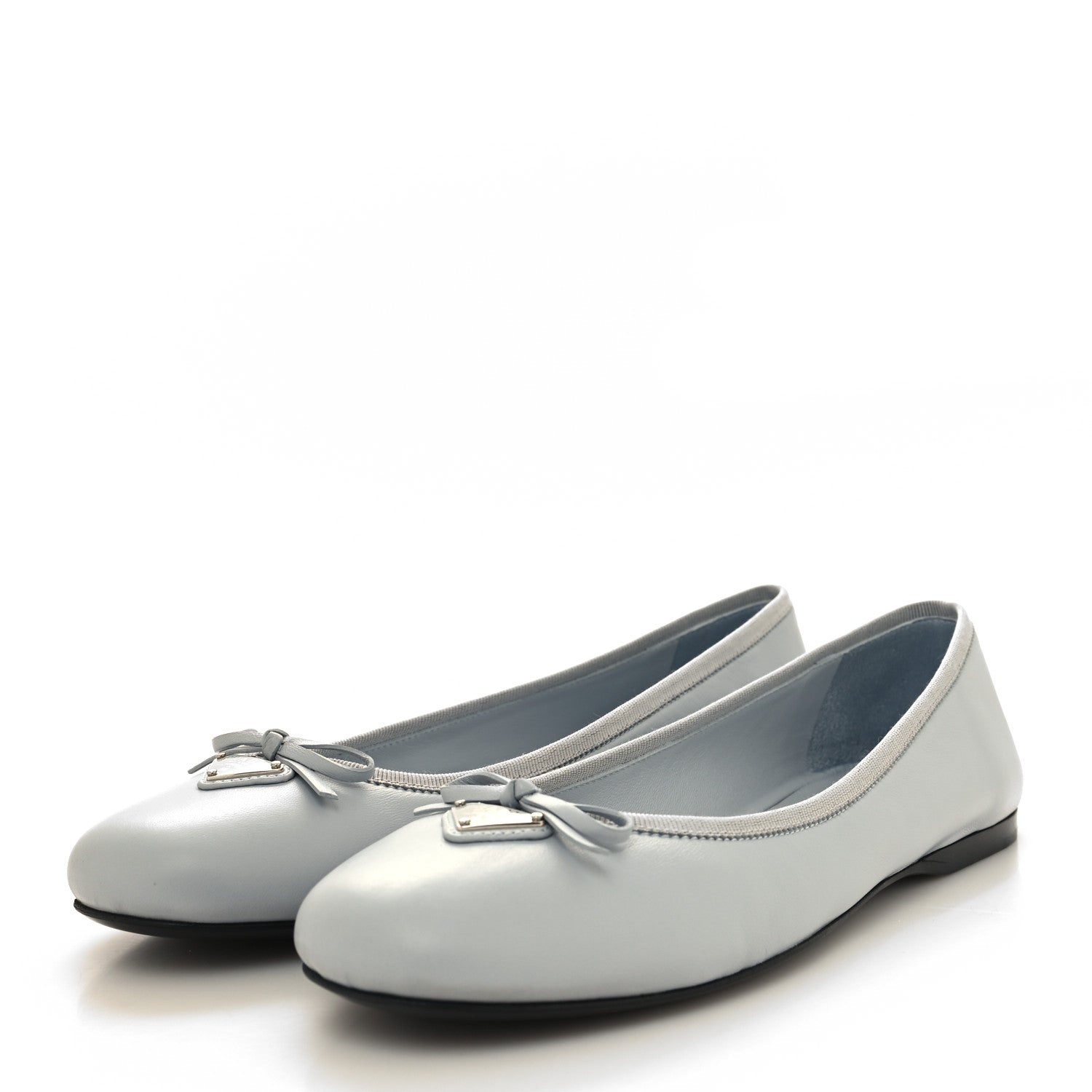 Prada Metallic Lambskin Bow Ballerina Flats 38.5 Fiordaliso 3 of 9