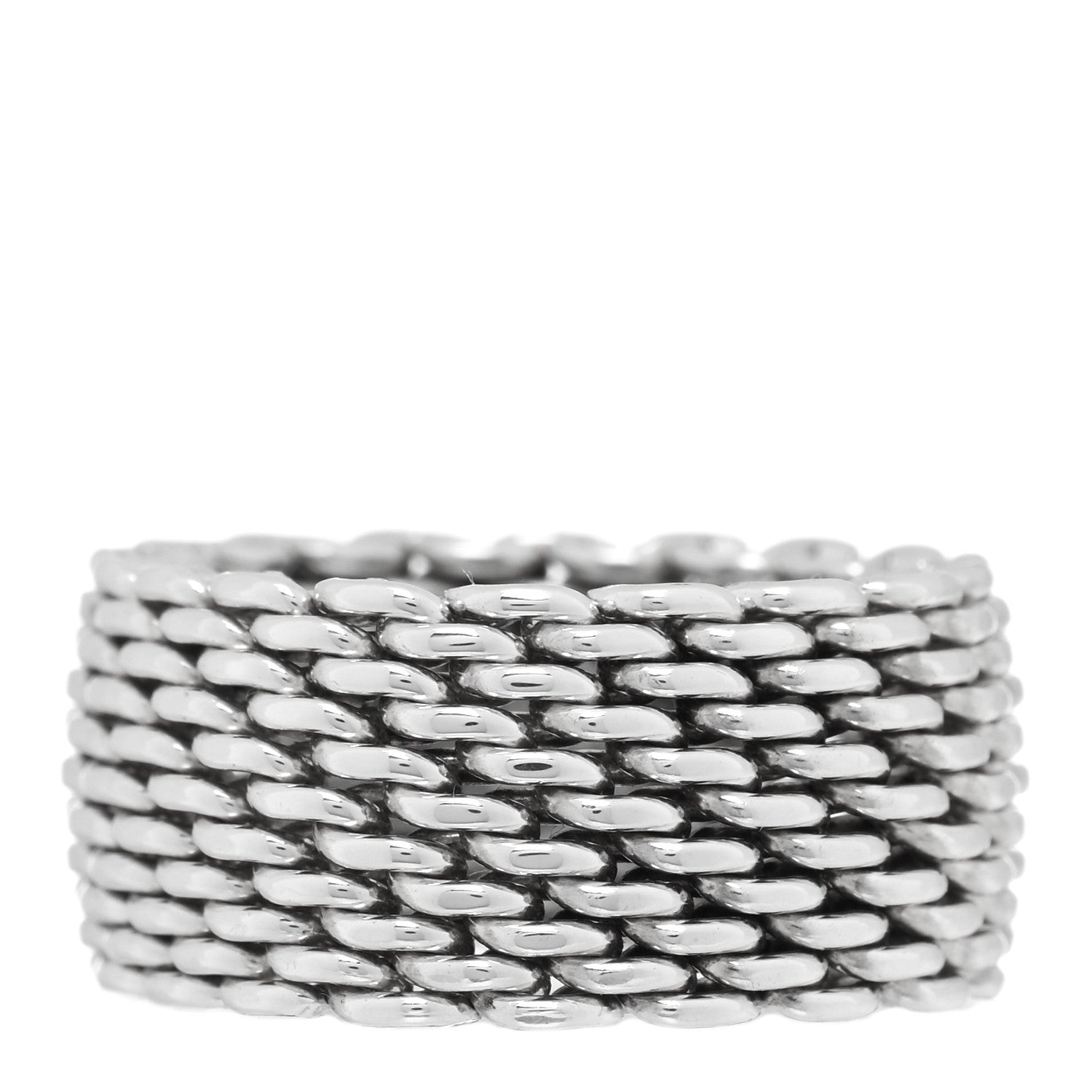 Tiffany Sterling Silver Somerset Mesh Ring 50 5.25 1 of 4