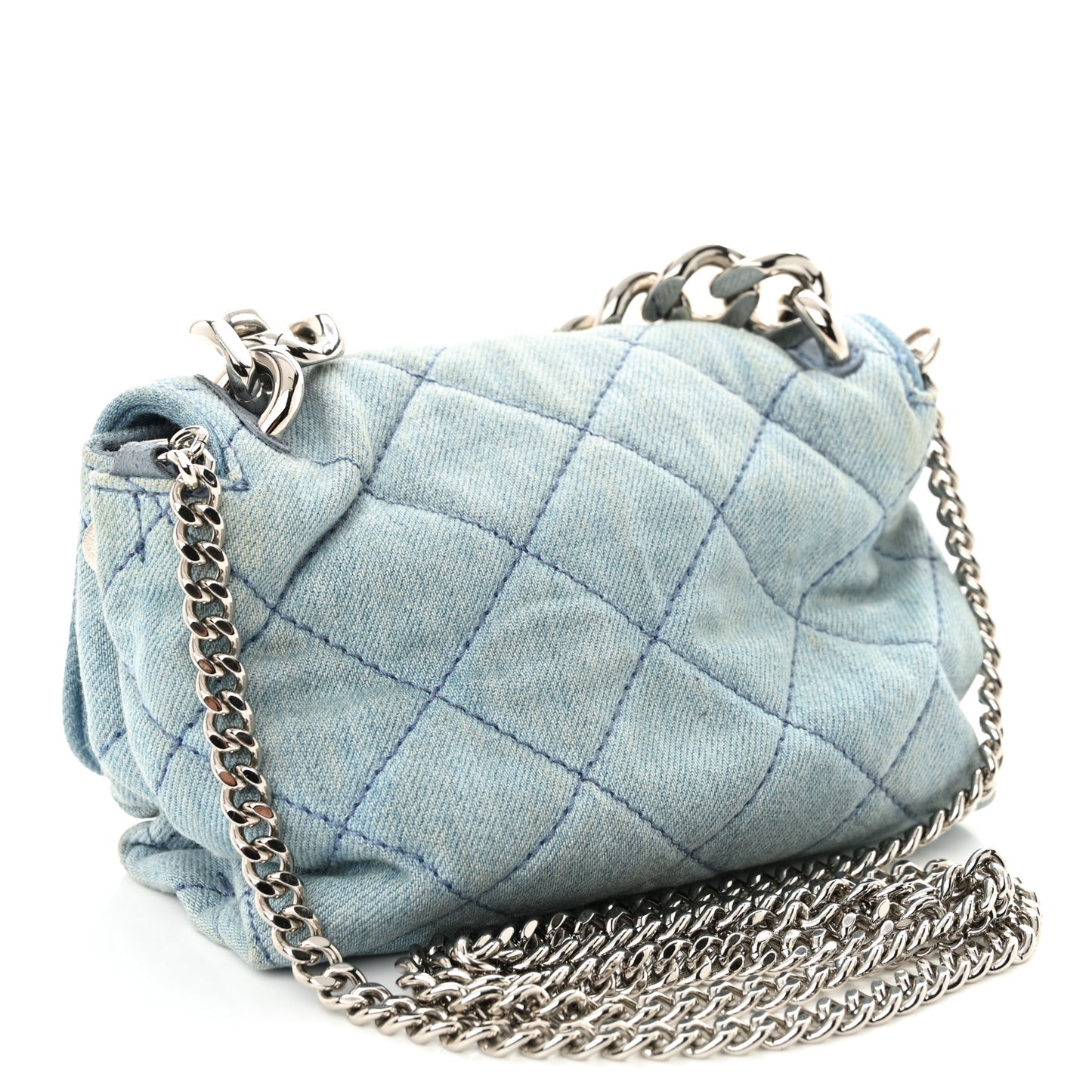 Eco Denim Quilted Mini Beckett Shoulder Bag Blue