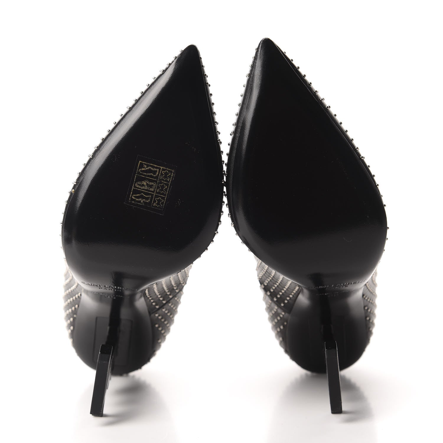 Saint Laurent Calfskin Studded Opyum 100 Pumps 35 Black 6 of 10