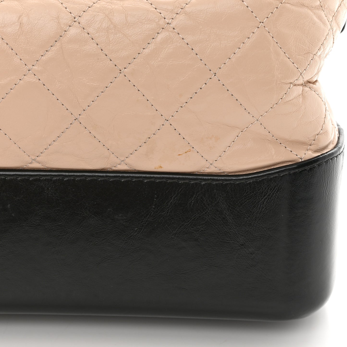 Aged Calfskin Quilted Medium Gabrielle Hobo Beige Black