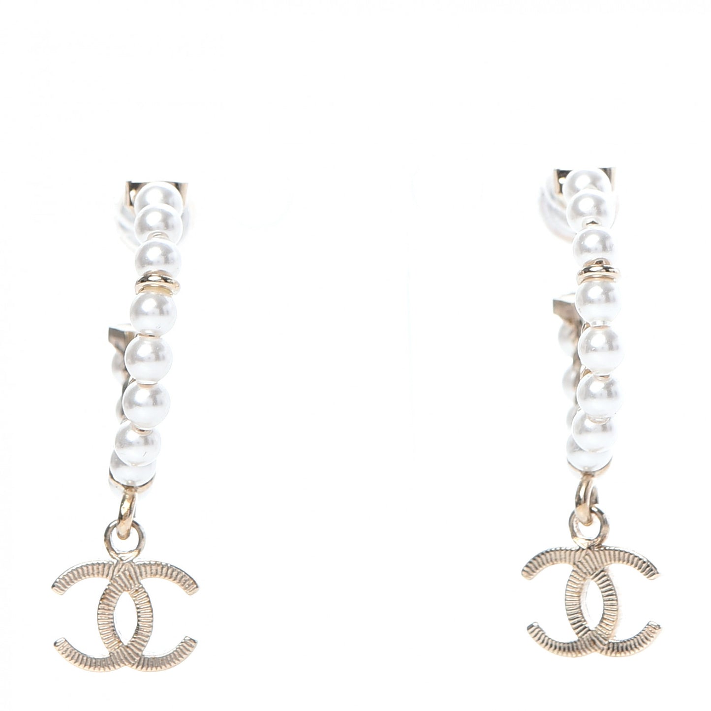Pearl Charms CC Hoop Earrings Gold
