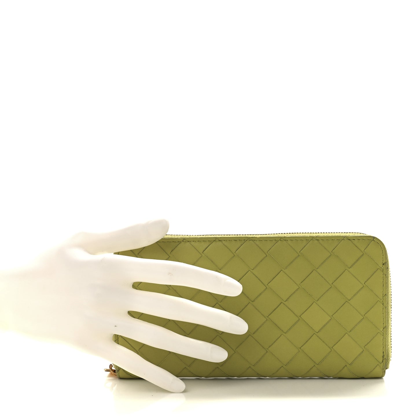 Nappa Intrecciato Zip Around Wallet Kiwi