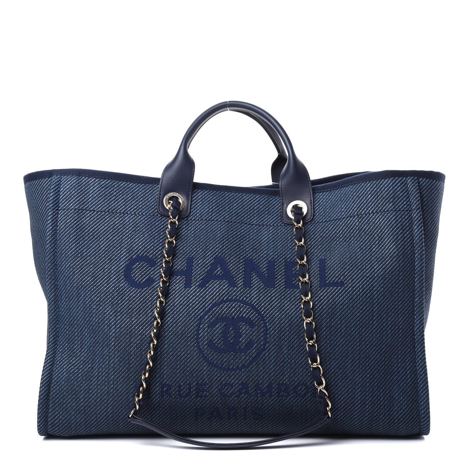 Chanel Mixed Fibers Large Deauville Tote Blue 1 of 11