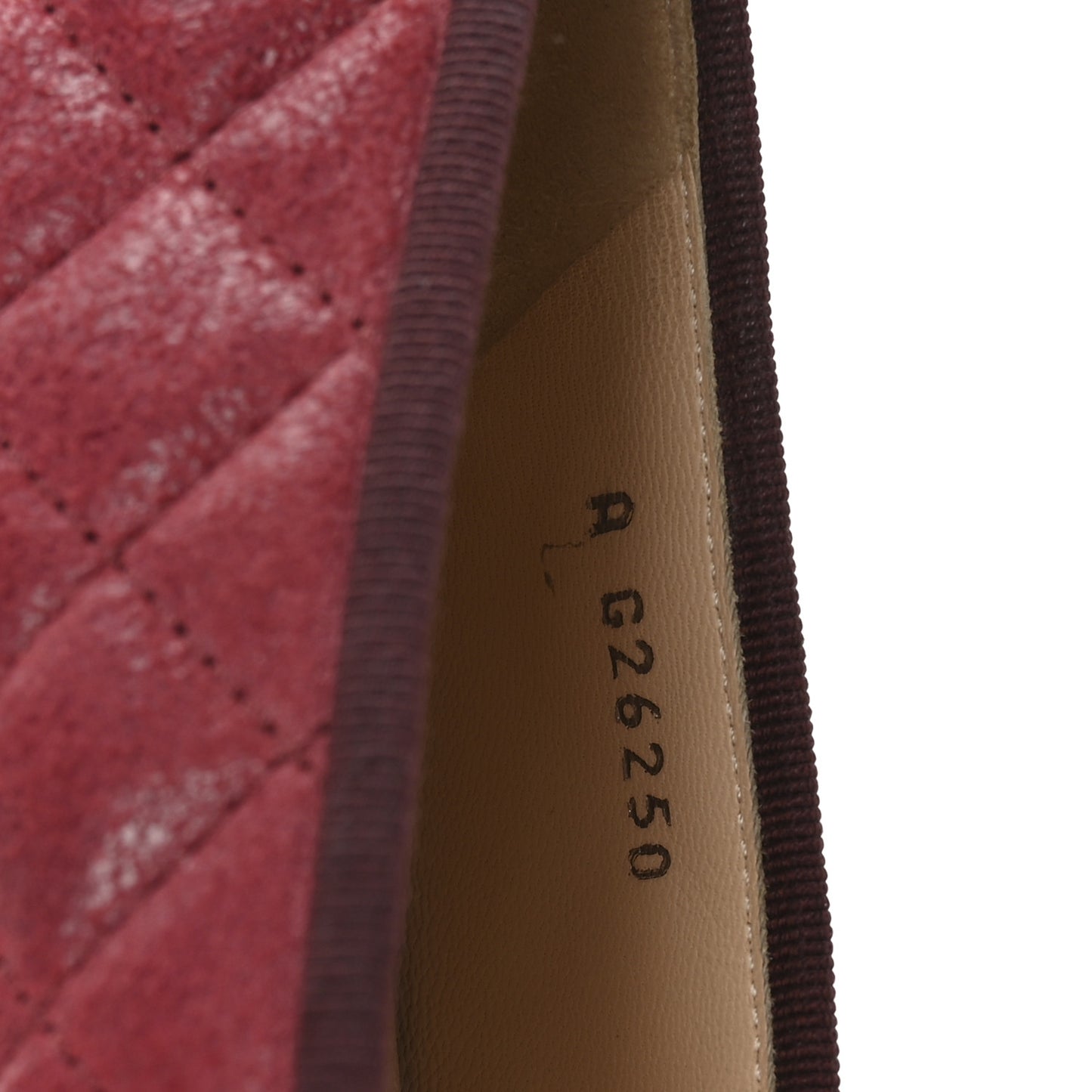 Suede Calfskin Quilted Cap Toe CC Ballerina Flats 38 Red