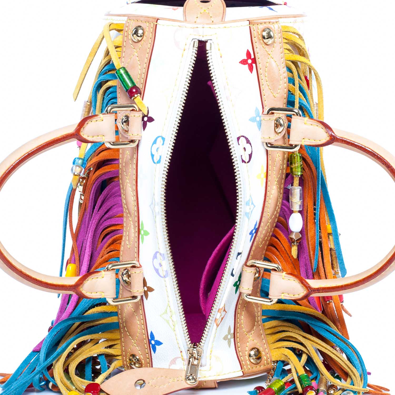 Louis Vuitton Monogram Multicolor Fringe Speedy 25 White 8 of 9