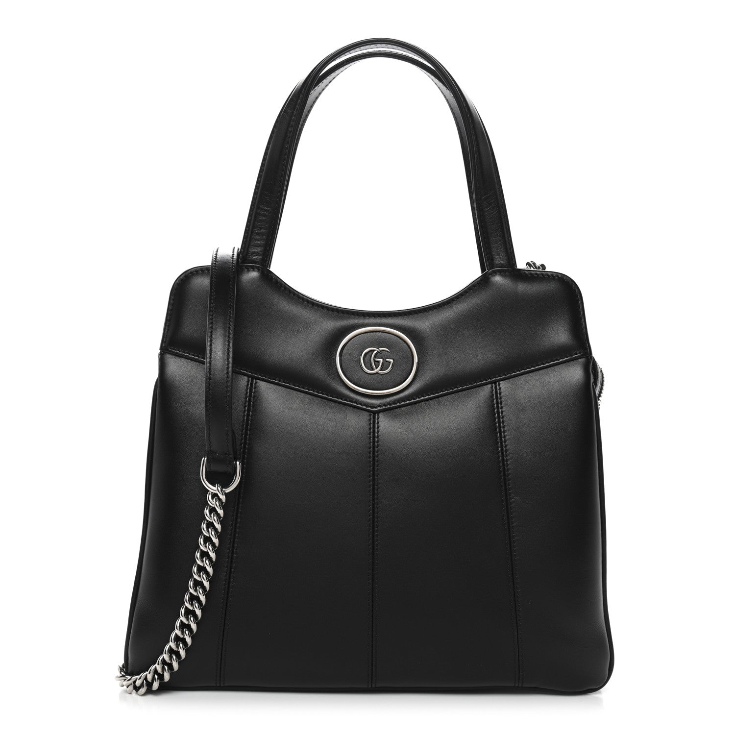 GUCCI　ボディーバッグGG シマレザー黒 Gucci Calfskin Petite GG Small Tote Bag Black 1867094 – FASHIONPHILE