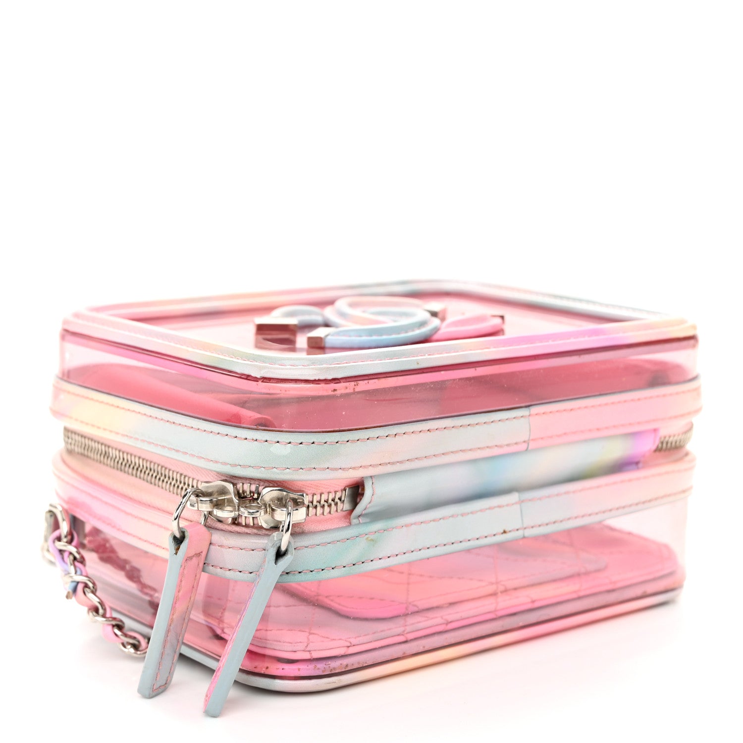 Chanel PVC Patent Calfskin Patent Lambskin Small CC Vanity Case Pink 4 of 12