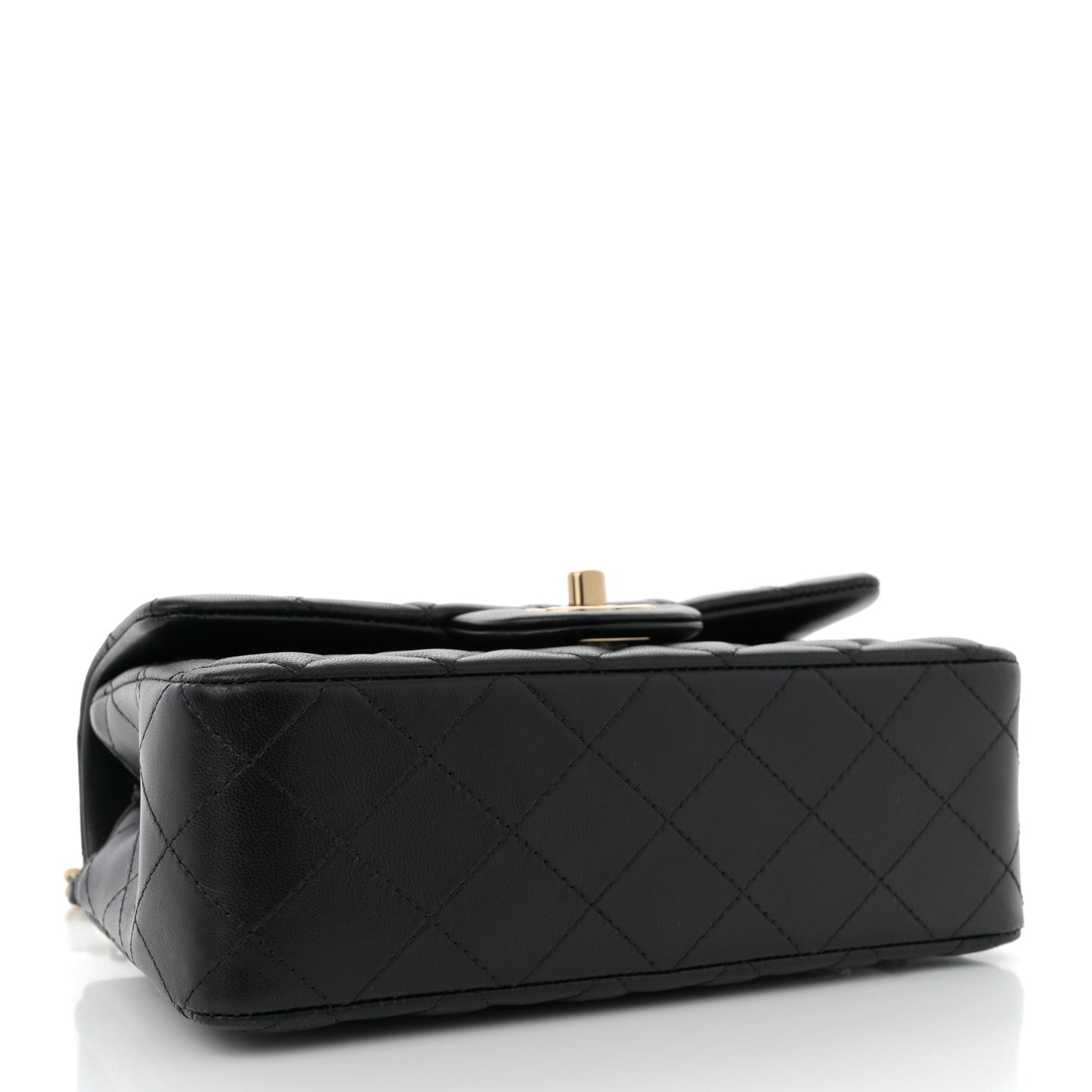 Lambskin Quilted Mini Rectangular Flap Black