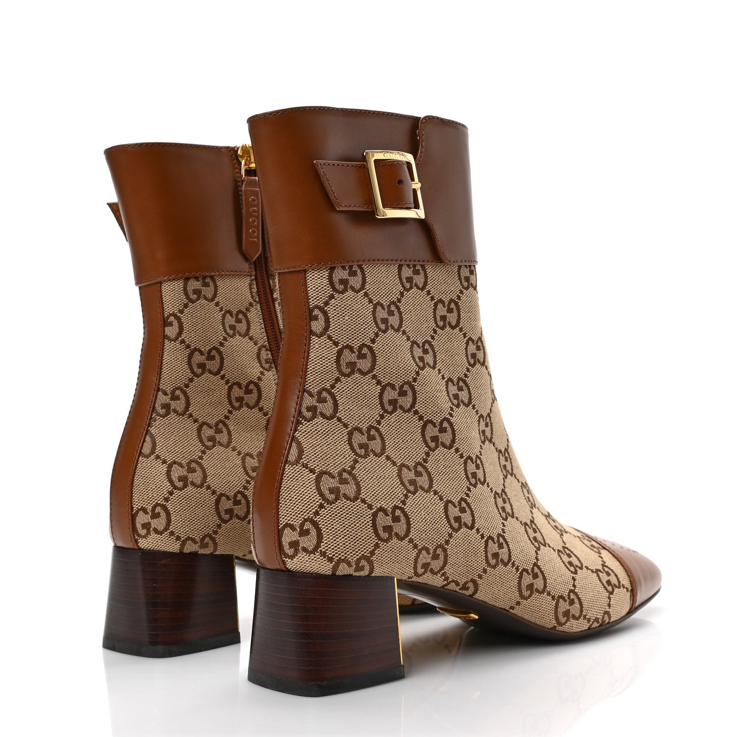 Monogram Cordovan Lux GG Ankle Boots 37 Beige Cuir