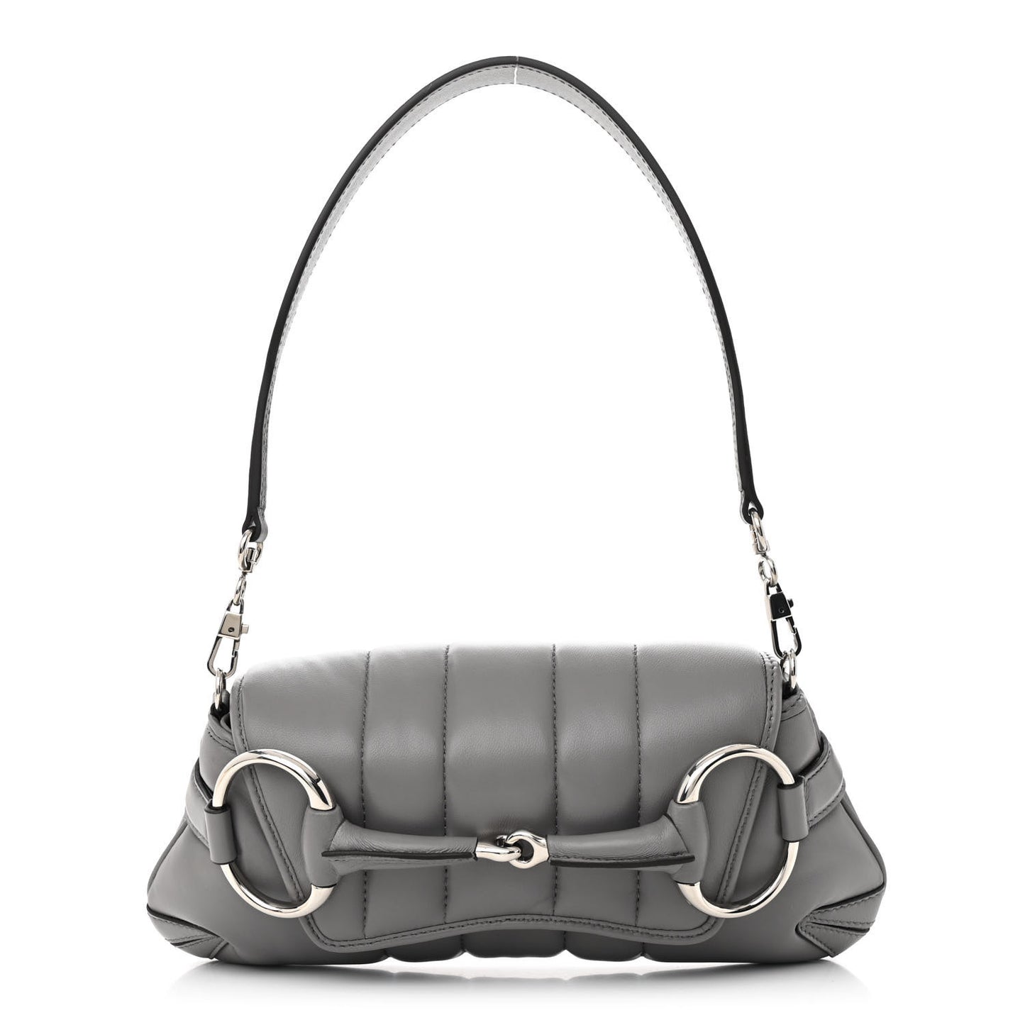 Nappa Vertical Matelasse Small Maxi Horsebit Chain Shoulder Bag Gray