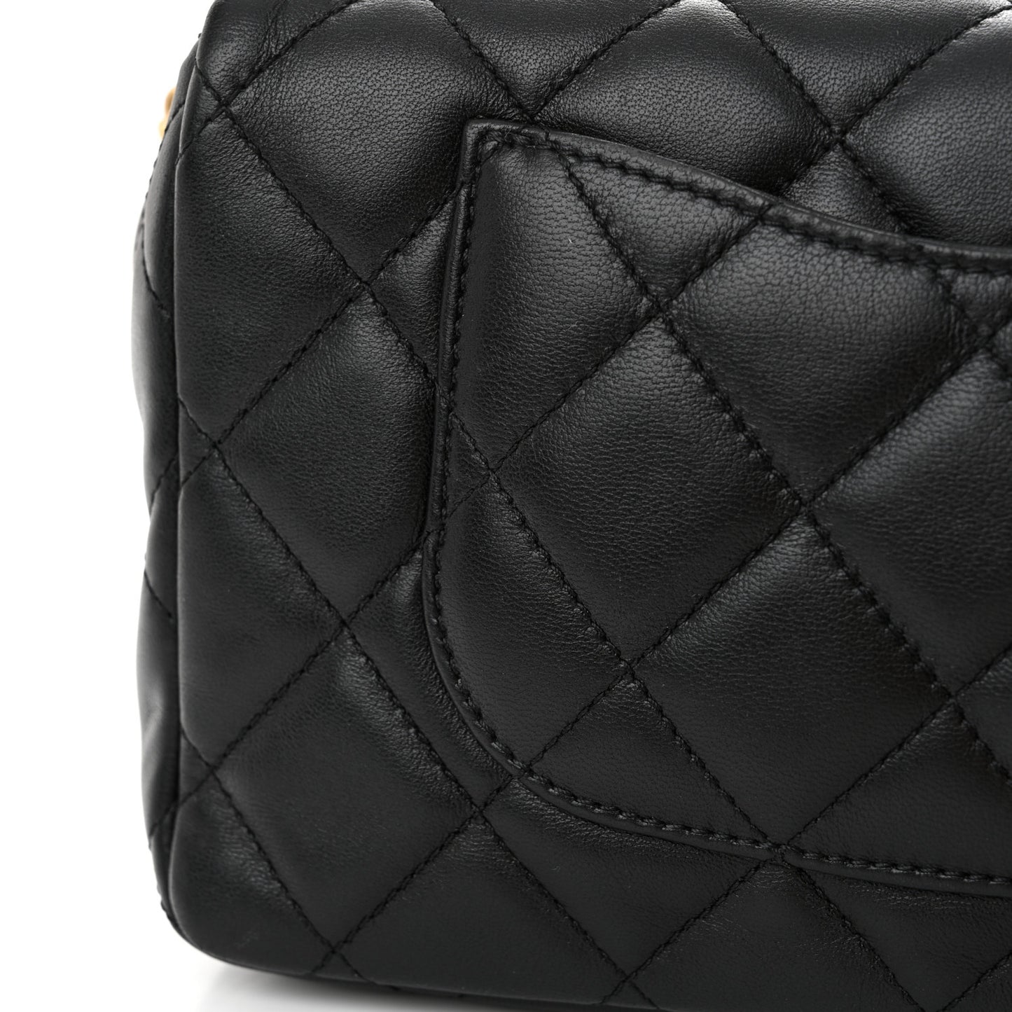 Lambskin Quilted Small Wenge Wood Flap Black