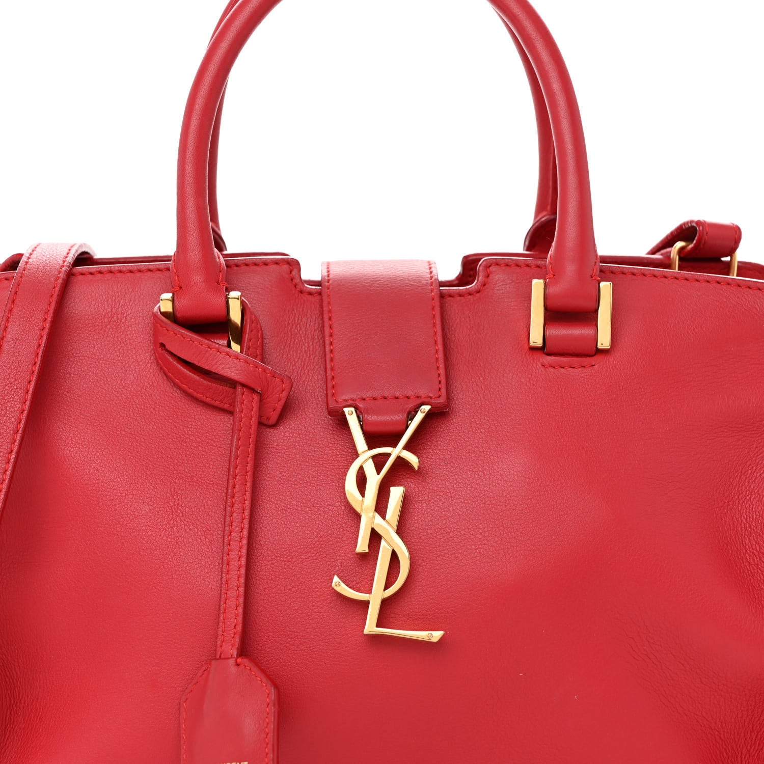 Saint Laurent Calfskin Baby Monogram Cabas Red 8 of 17