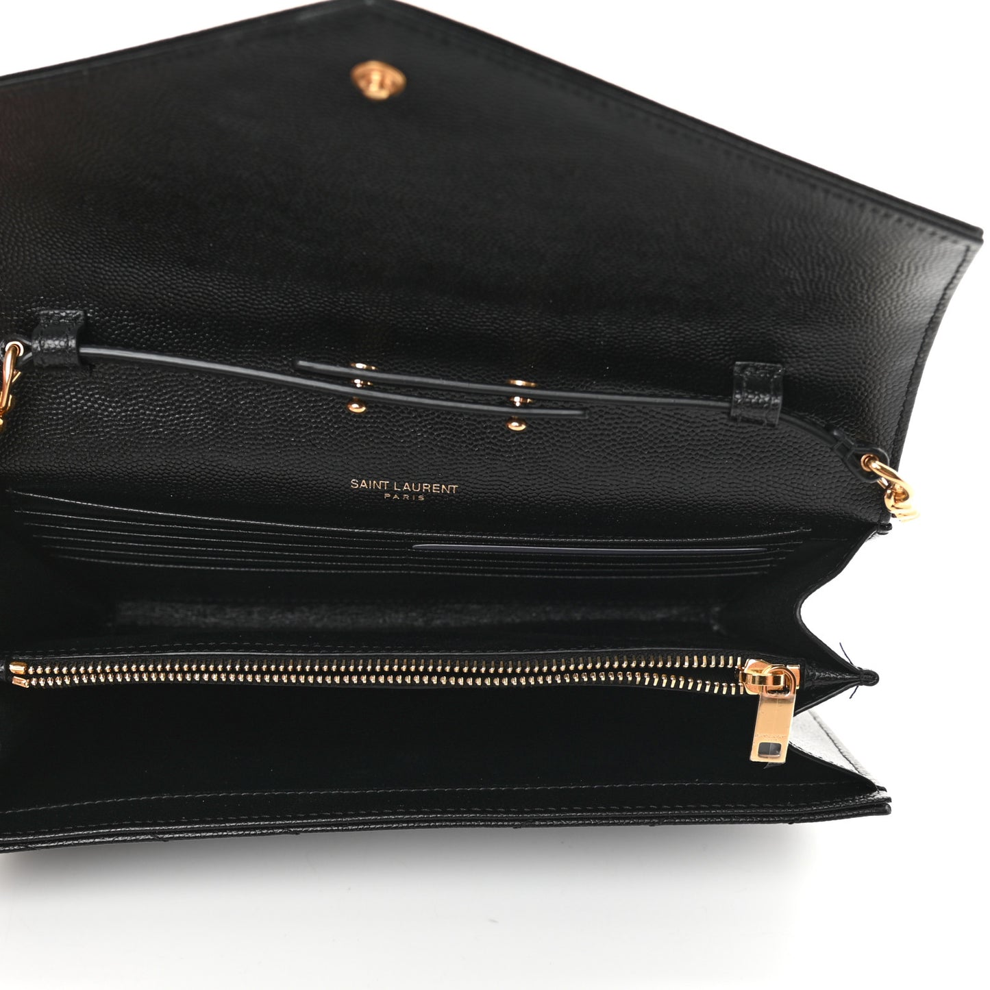 Grain De Poudre Matelasse Chevron Monogram Chain Wallet Black