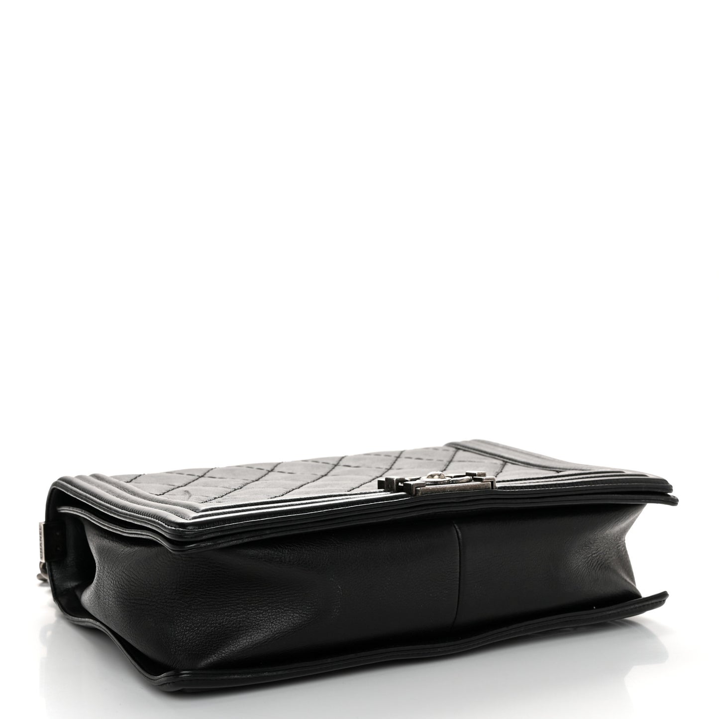 Calfskin Quilted Double Stitch New Medium Boy Flap Black