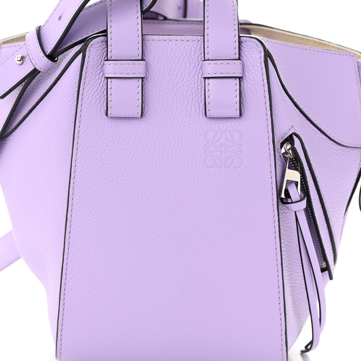 Soft Grained Calfskin Compact Hammock Shoulder Bag Purple