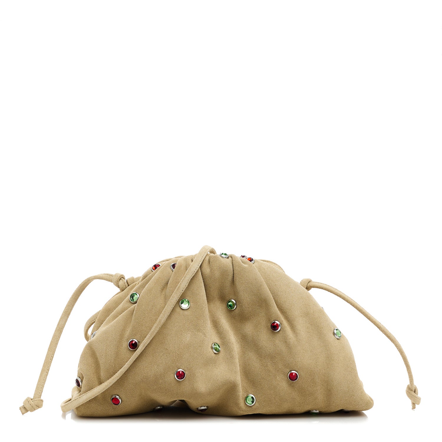 Bottega Veneta Suede Crystal Embellished The Mini Pouch Brown