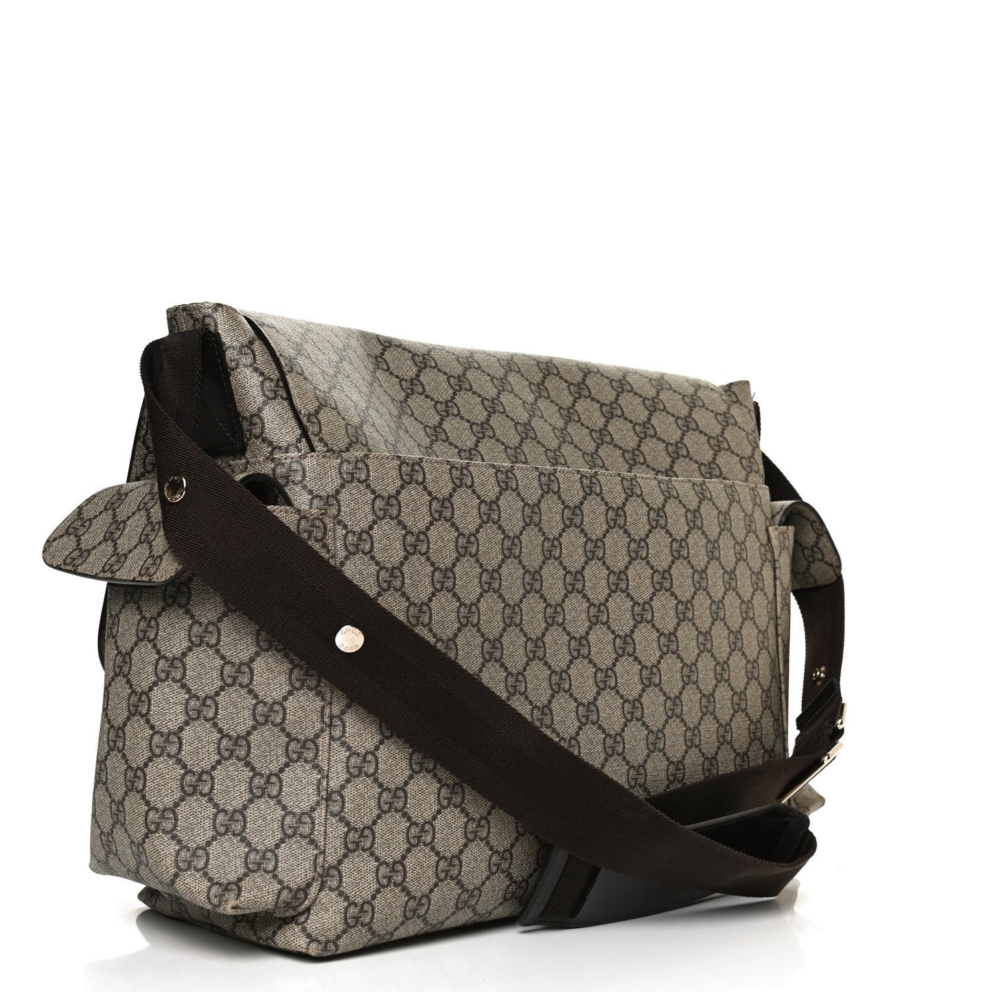 GG Plus Monogram Messenger Diaper Bag Dark Brown