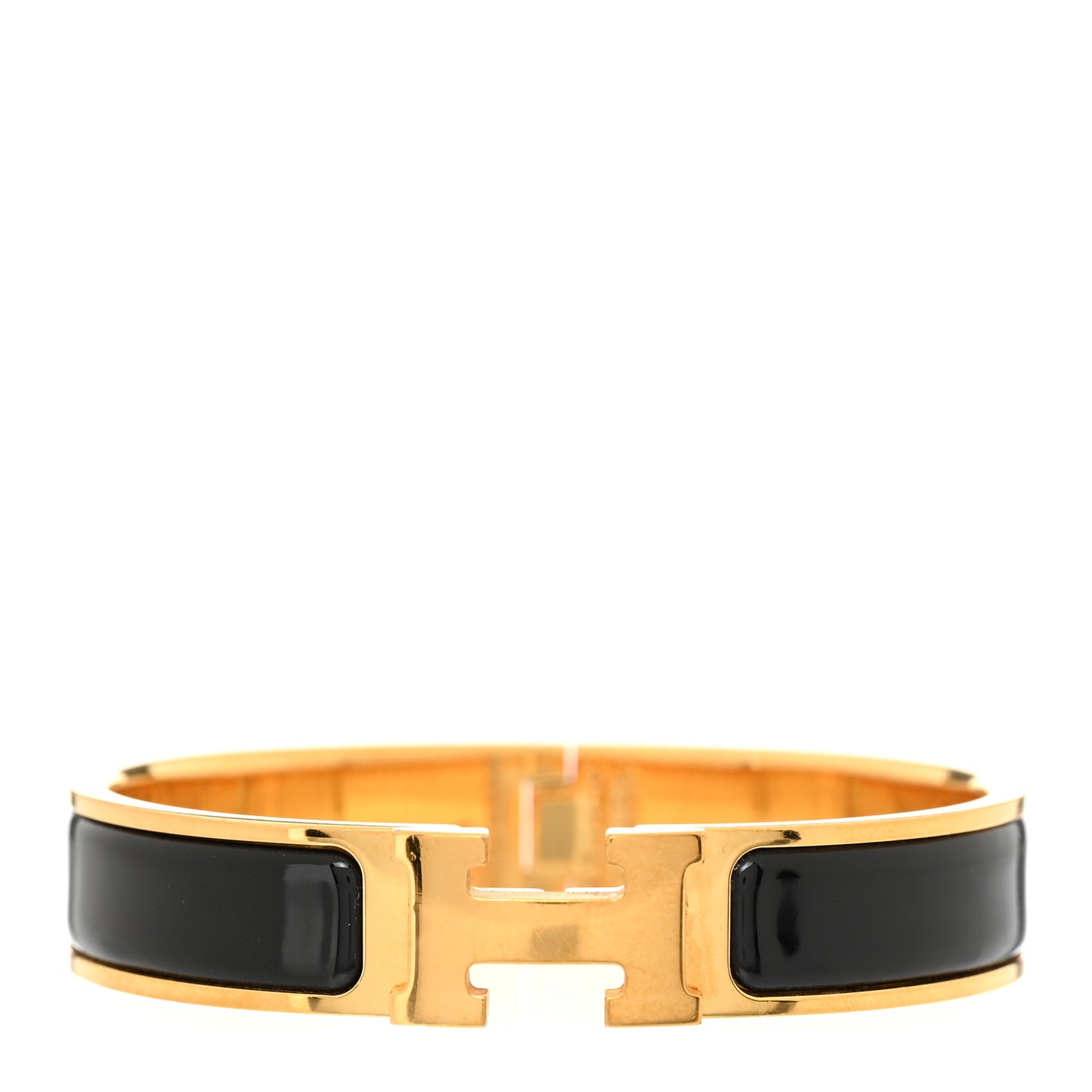 Enamel Narrow Clic Clac H Bracelet PM Black