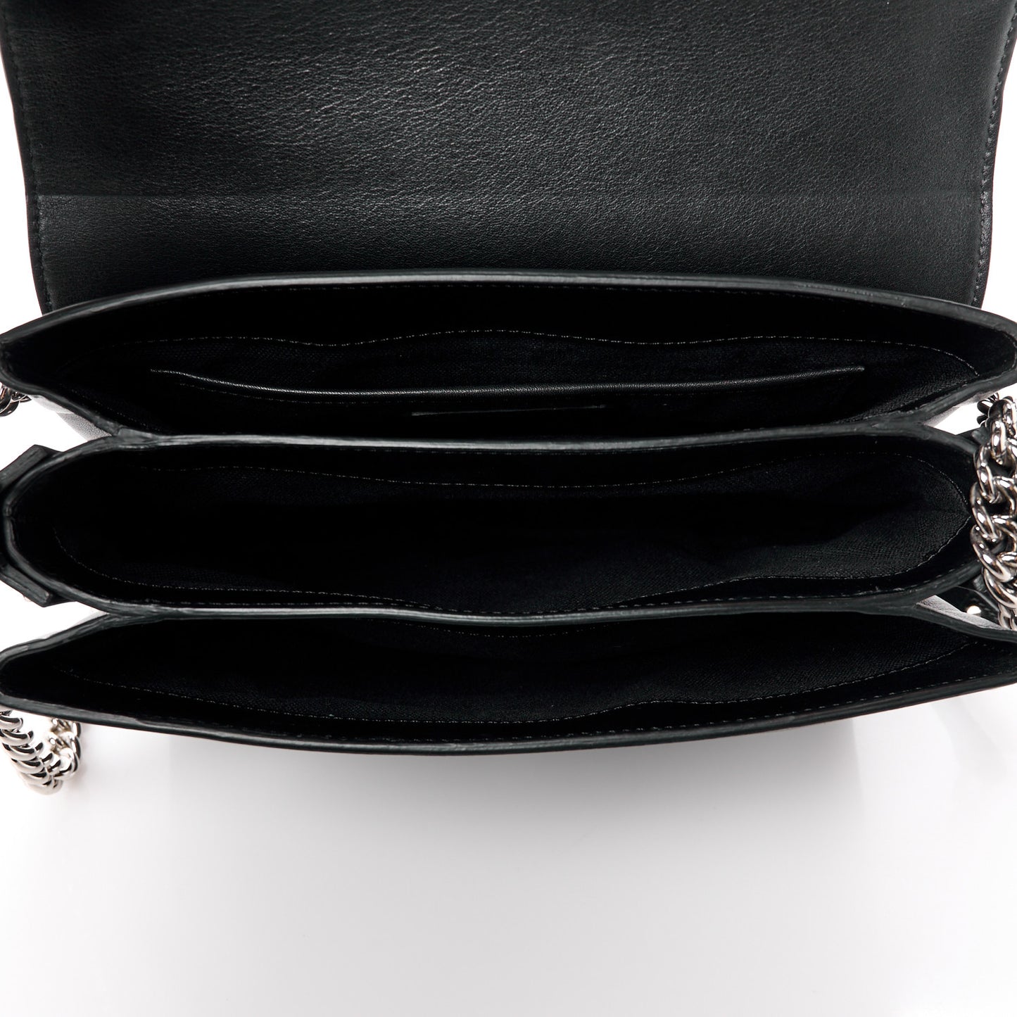 Calfskin Medium Twin Skull Chain Crossbody Black