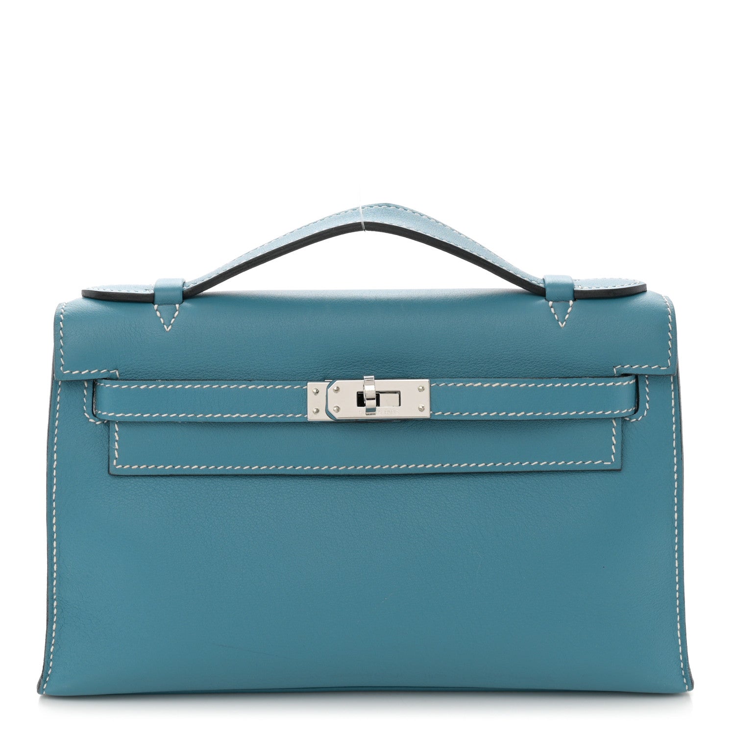 Hermes Swift Kelly Pochette Clutch Blue Jean 1522408 – FASHIONPHILE