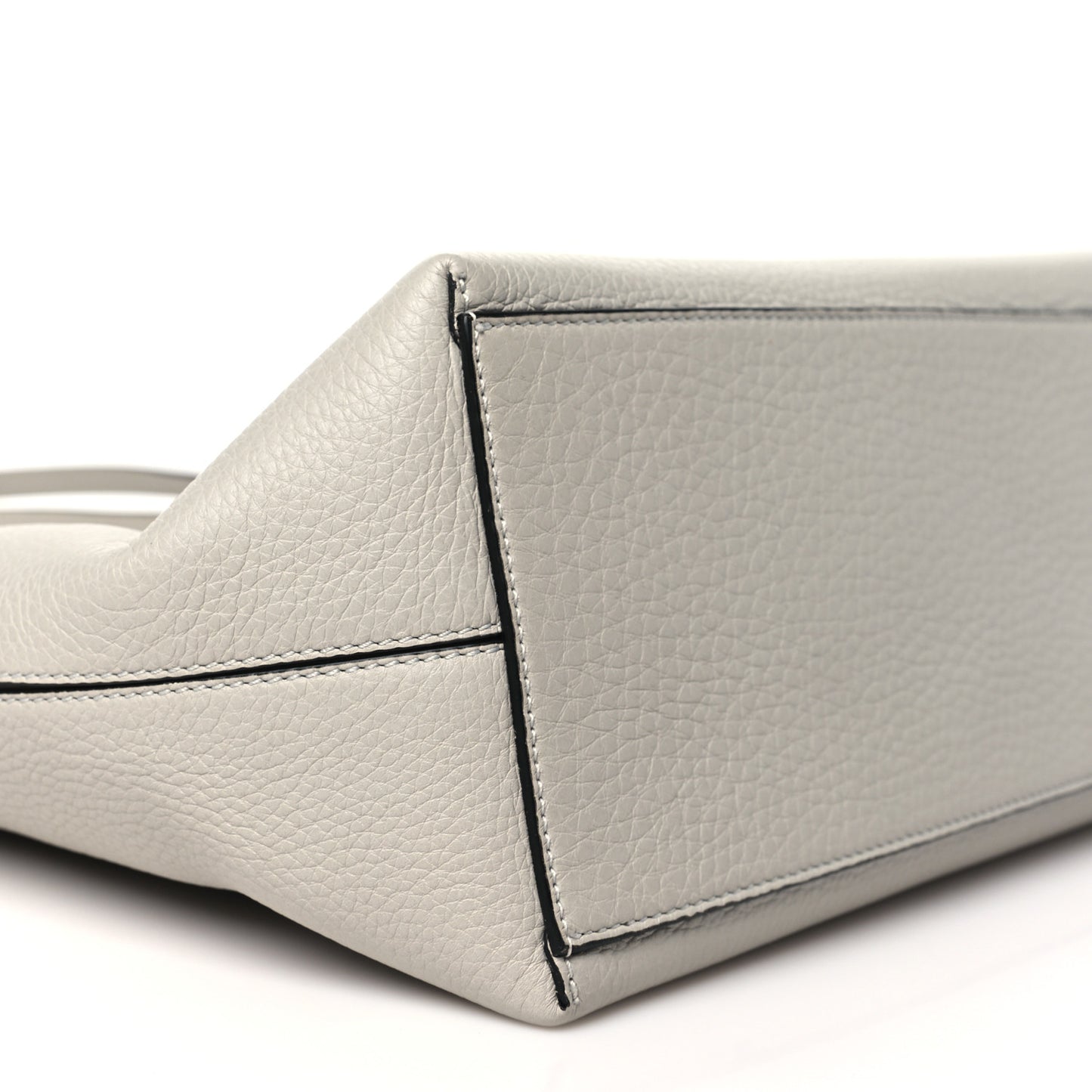 Grained Calfskin Rockstud Shoulder Tote Opal Grey