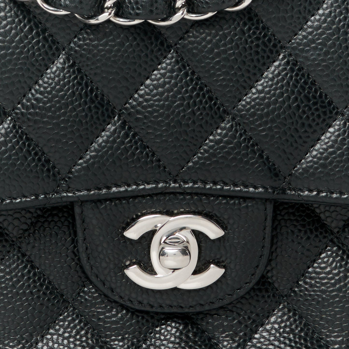 Caviar Quilted Medium Double Flap Black