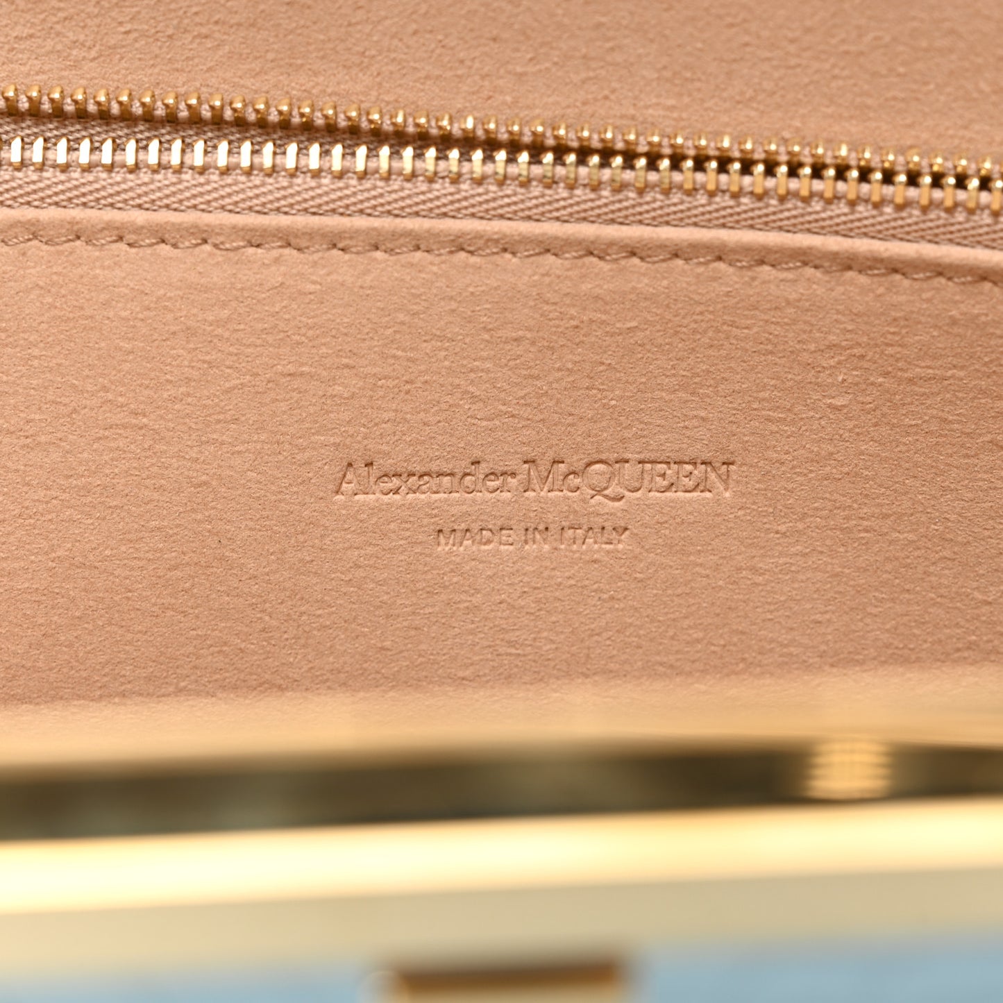 ALEXANDER MCQUEEN Calfskin Crocodile Embossed Knuckle Flat Clutch Light Blue